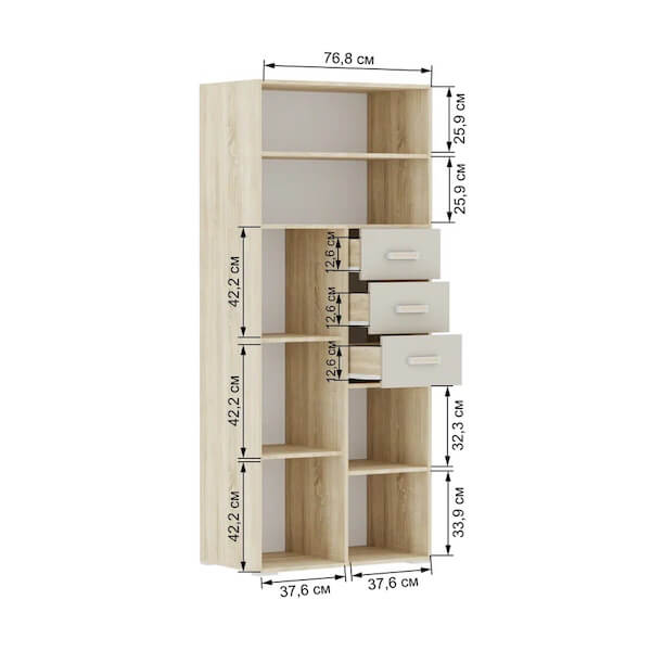 Спальня Бланка. Стеллаж книжный дуб сонома/белый