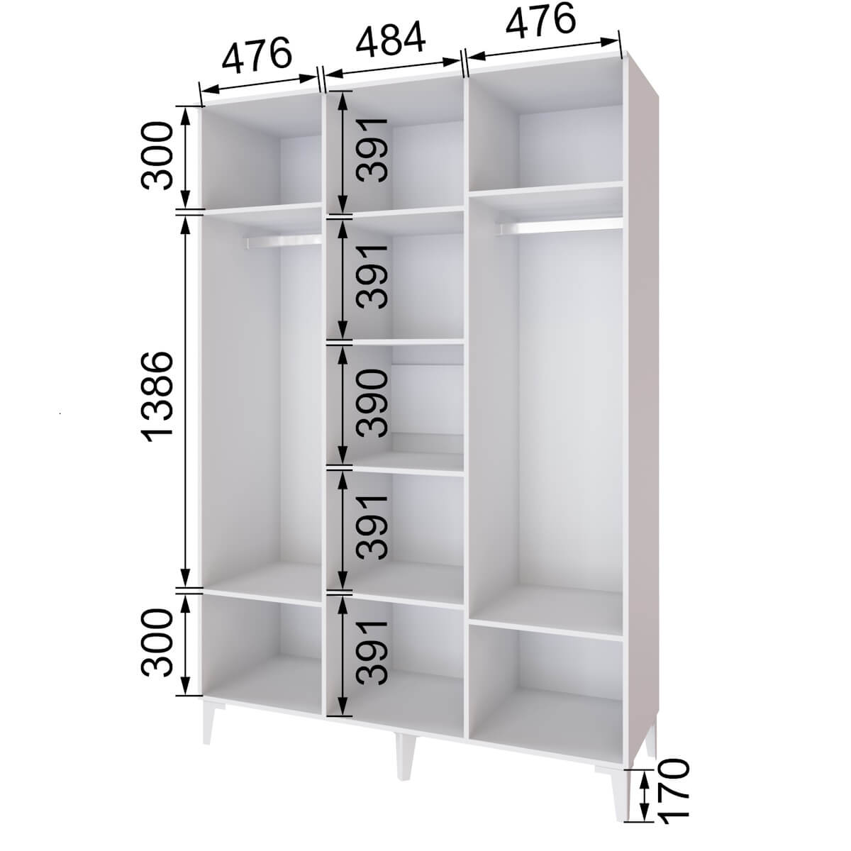 Спальня Толедо Шкаф 3-х ств. ТШ-23 белый