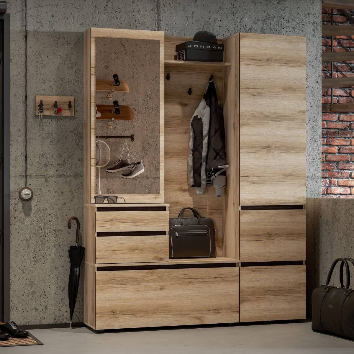 МС "Берген" Вешалка с зеркалом серия 3