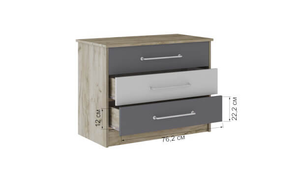 Спальня Колибри Лофт комод дуб крафт серый/графит серый+камень серый