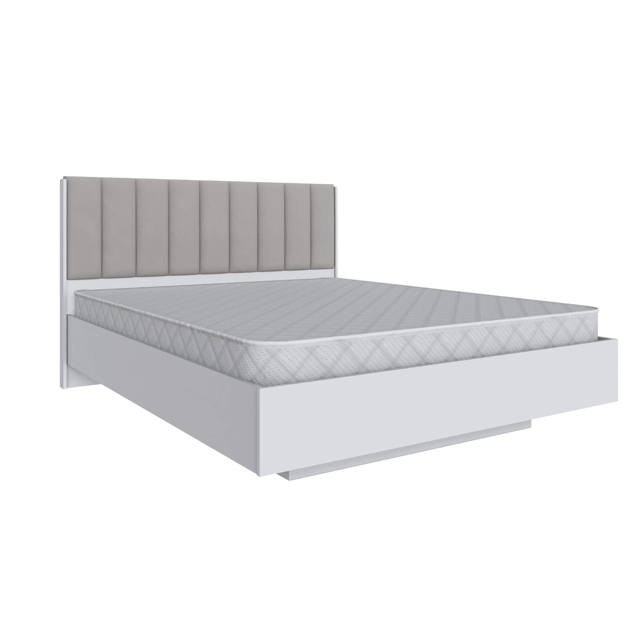 Спальня Мадрид кровать МД-2, МД-3 (1,6) мягкое изголовье Волна светло-серый