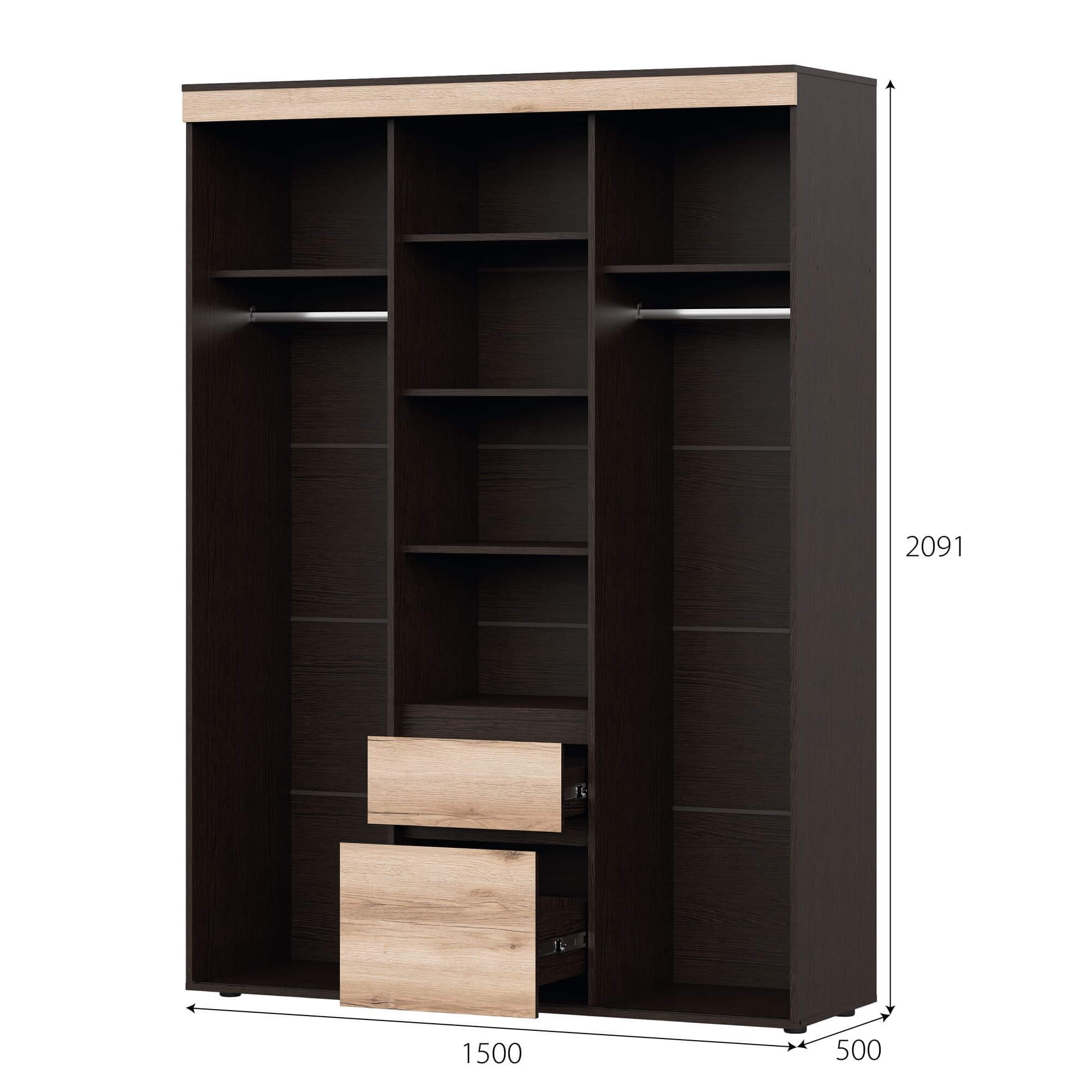 МС "Берген" Шкаф-купе (1,5м) (Дуб Венге/Дуб Делано)