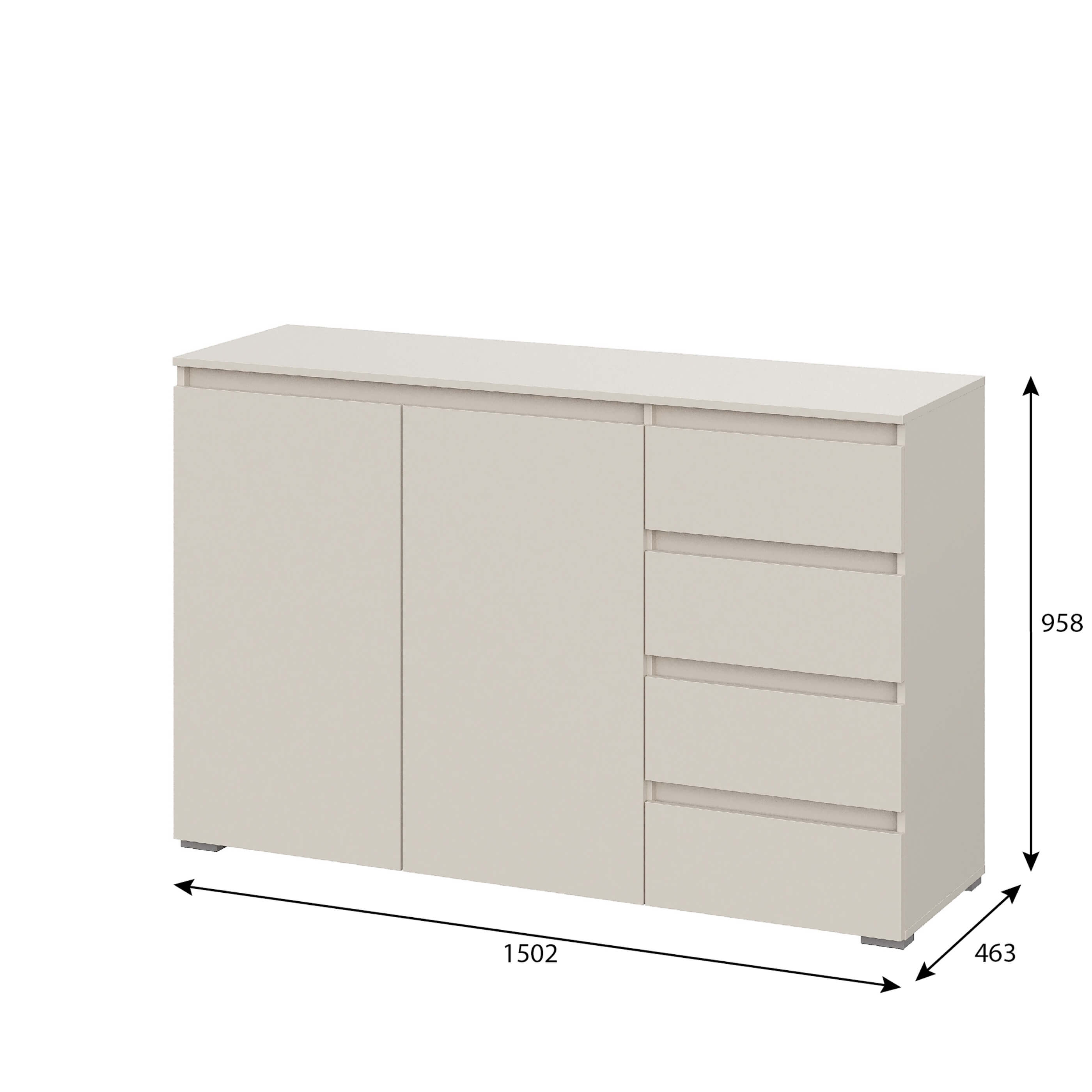 Люмо Комод КМ 06 (4 фасада справа) кашемир