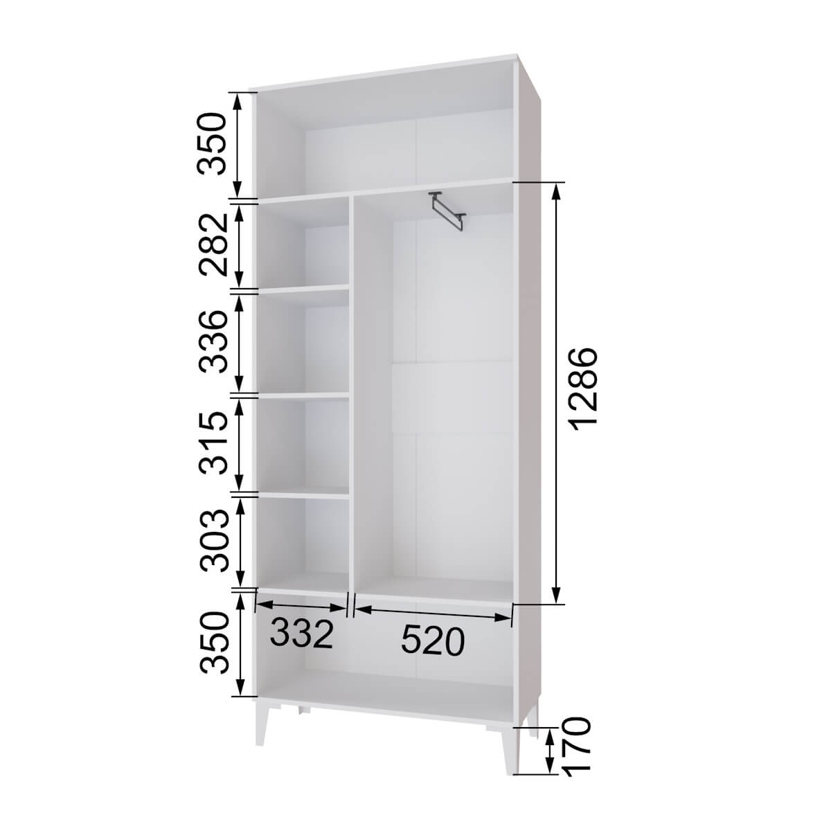 Прихожая Толедо Шкаф 2-х створчатый ТШ-30 белый