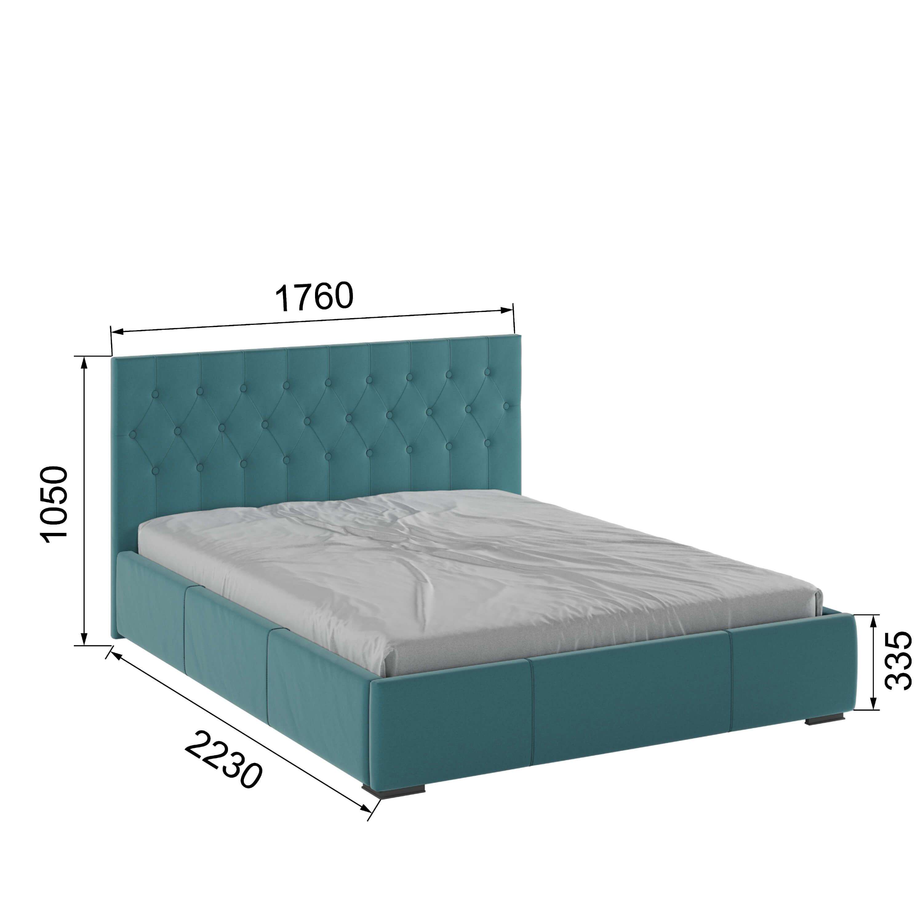 Корпус Октавия интерьерной кровати (1,6м) бирюза ромб