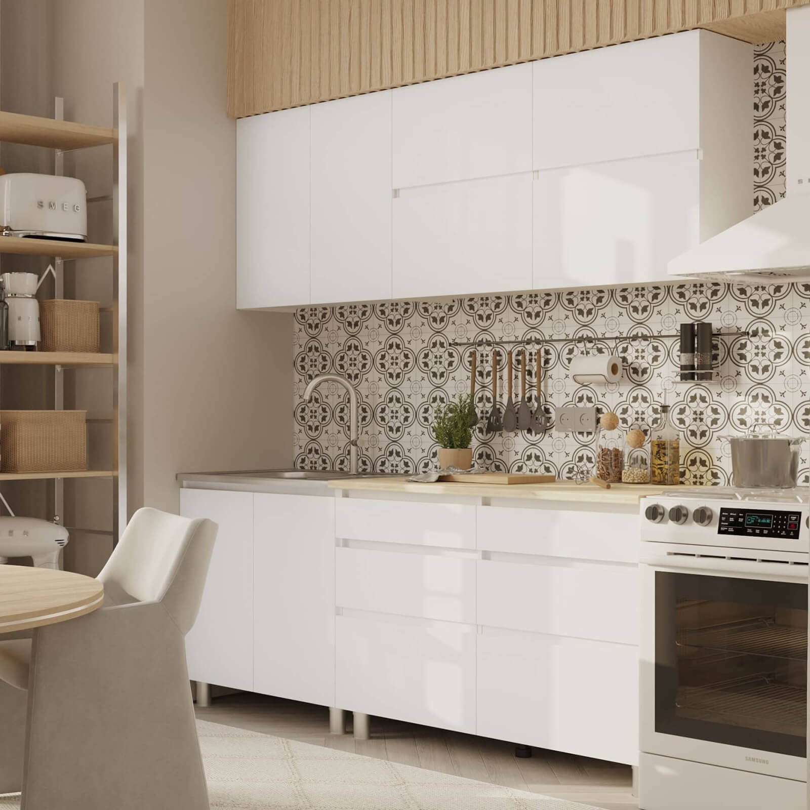 Кухонный гарнитур "Одри" (Симпл) (2,0м) Белый/Дуб сонома