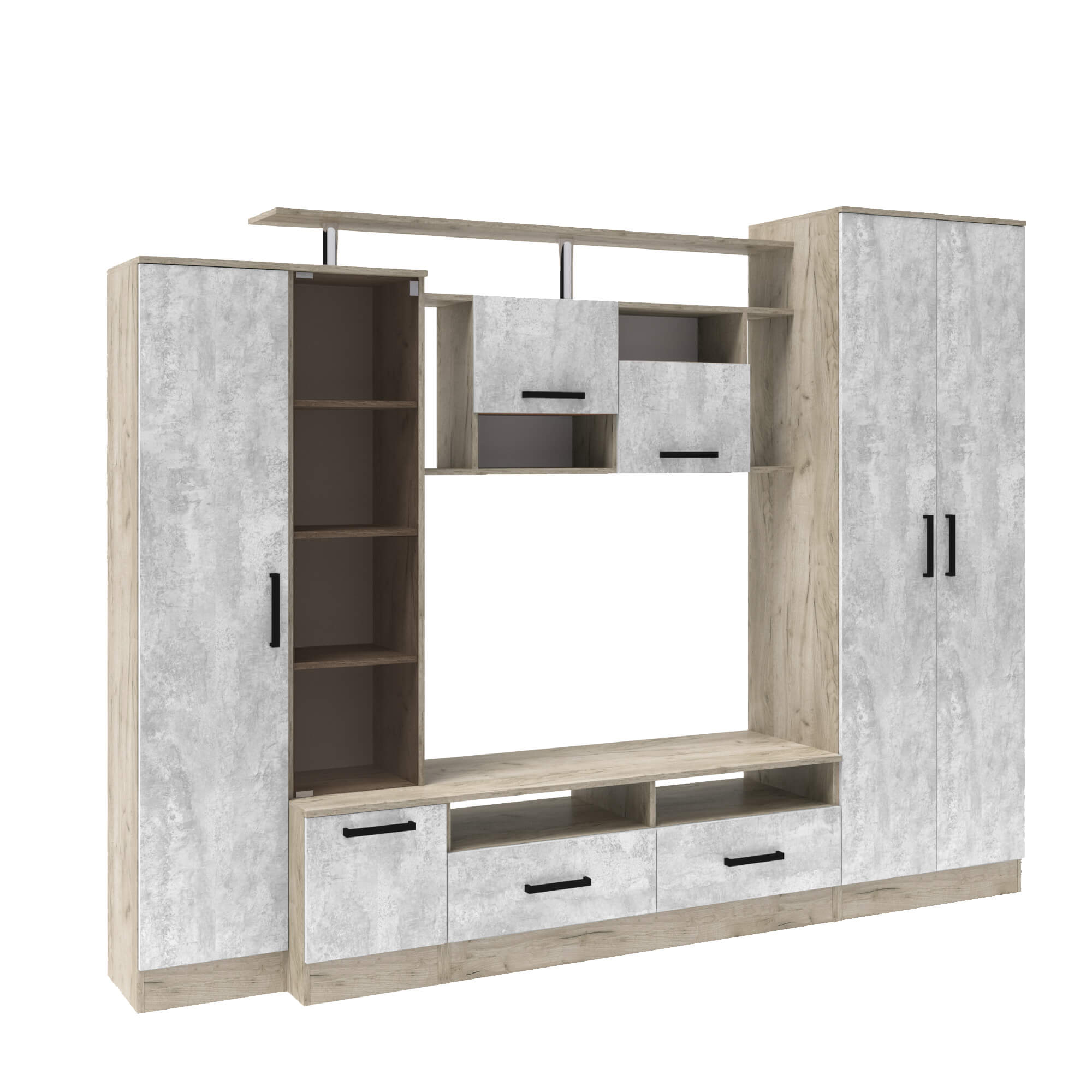 Гостиная Оскар-5 дуб крафт серый/цемент