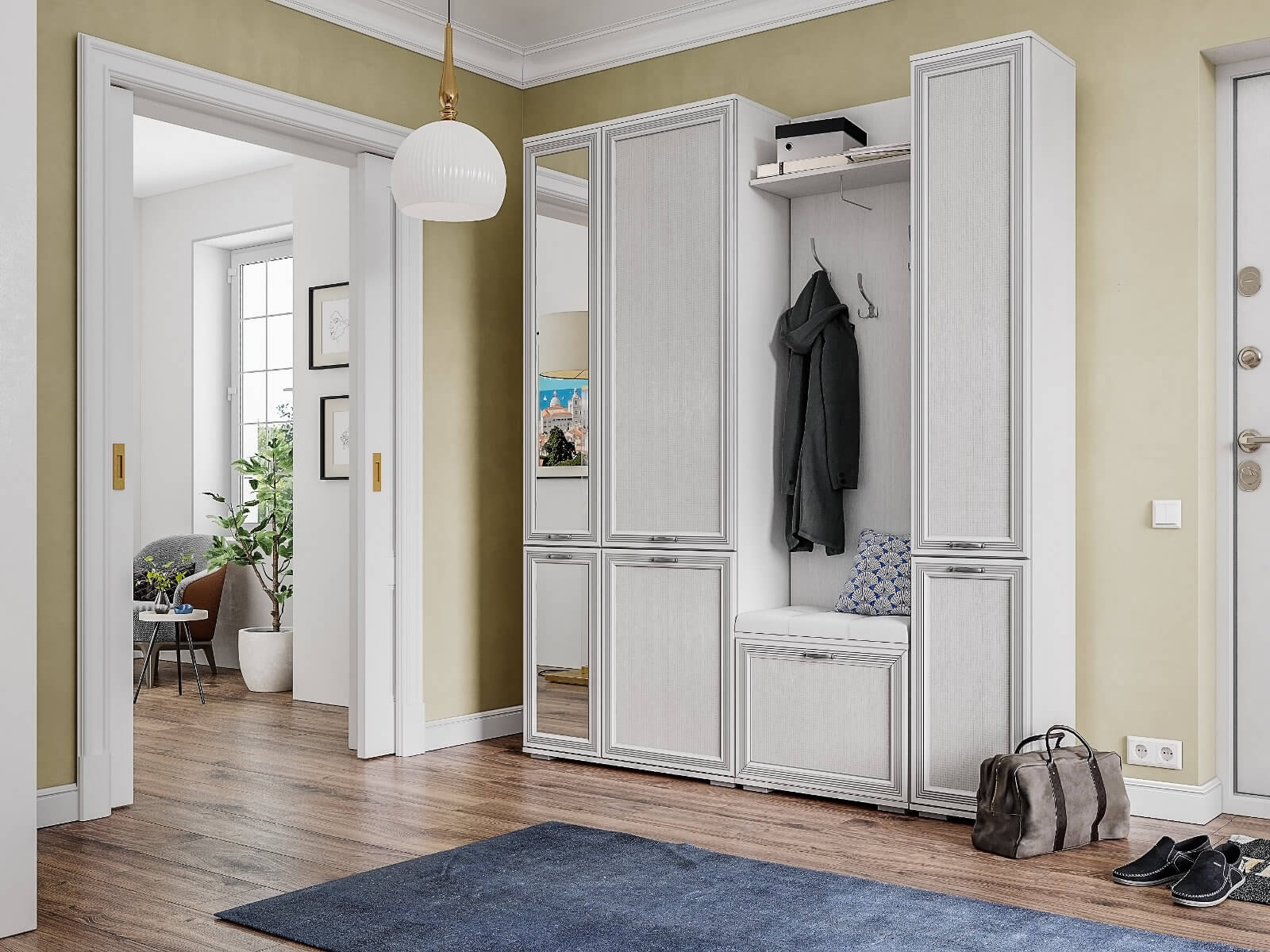 Прихожая Ливорно Вешалка ЛВ-30 ясень анкор светлый