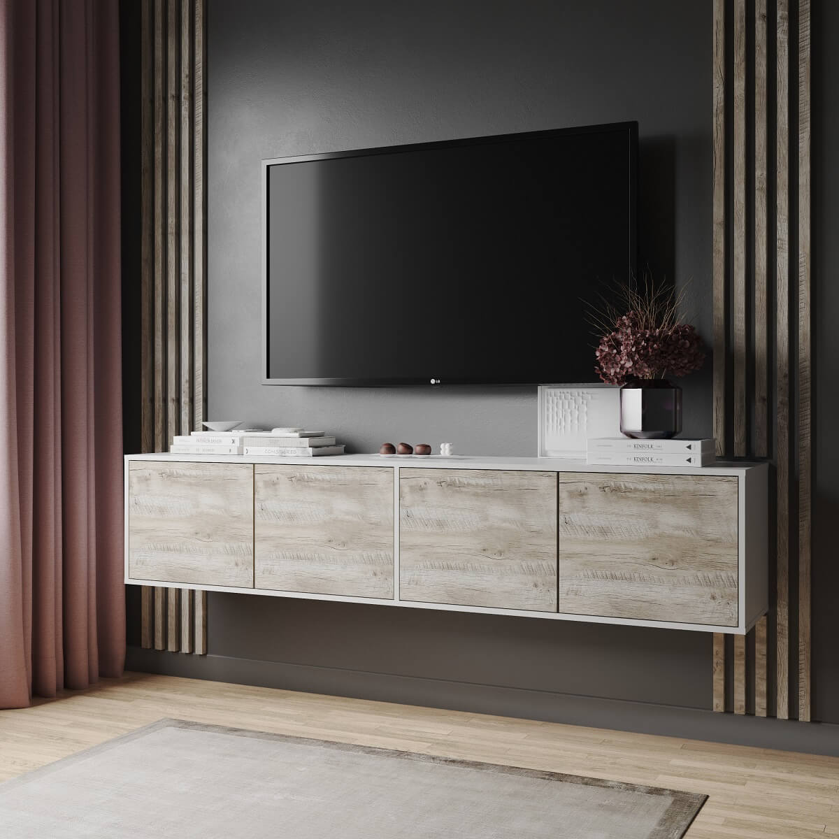 Тумба ТВ Парус-11 белый/дуб юкон