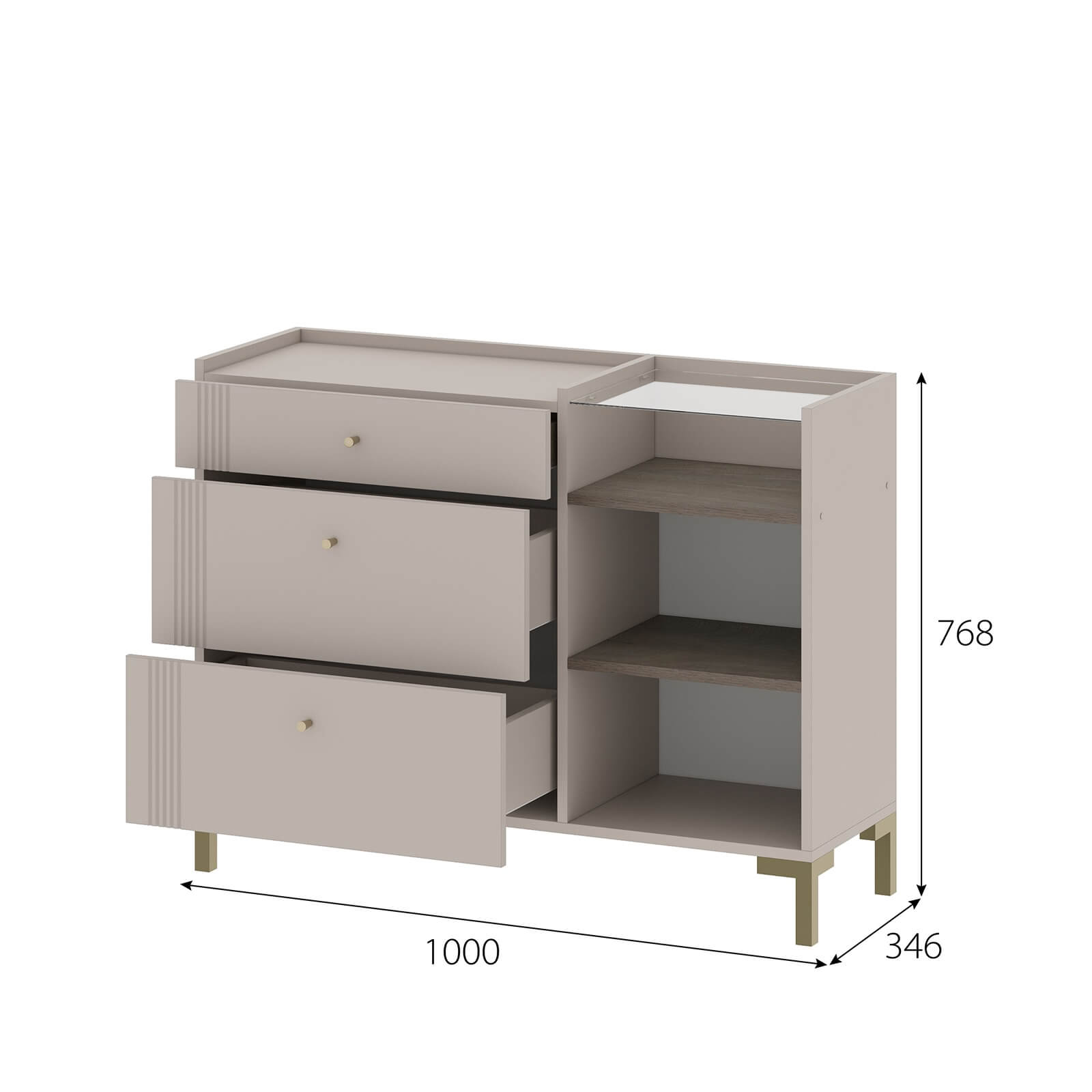 МС "Одетта" Комод с ящиками и створкой (КМ1)