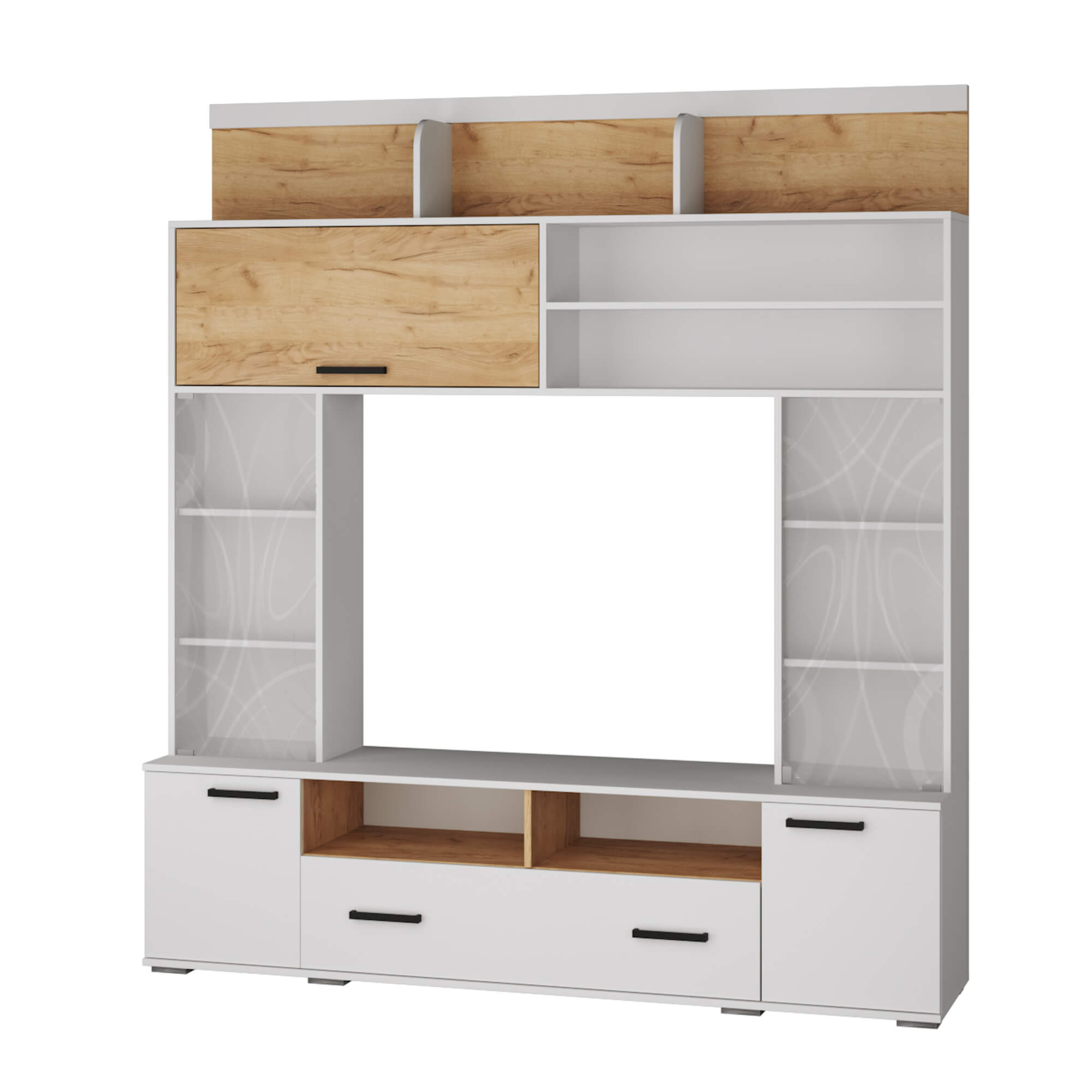 Гостиная Оскар-18 ОГЦС-2 белый/дуб крафт золотой