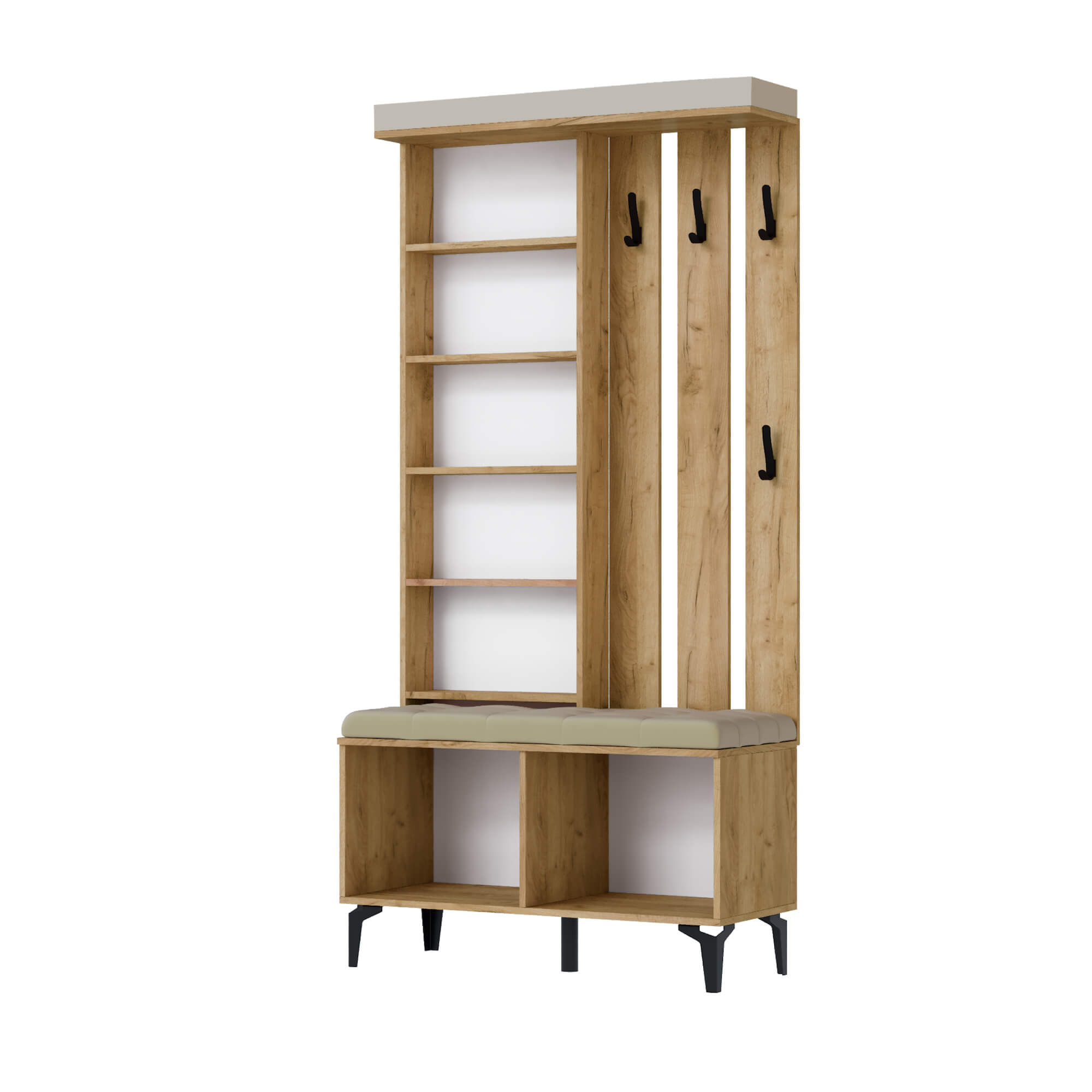 Прихожая Милан центральная секция дуб крафт золотой/кашемир