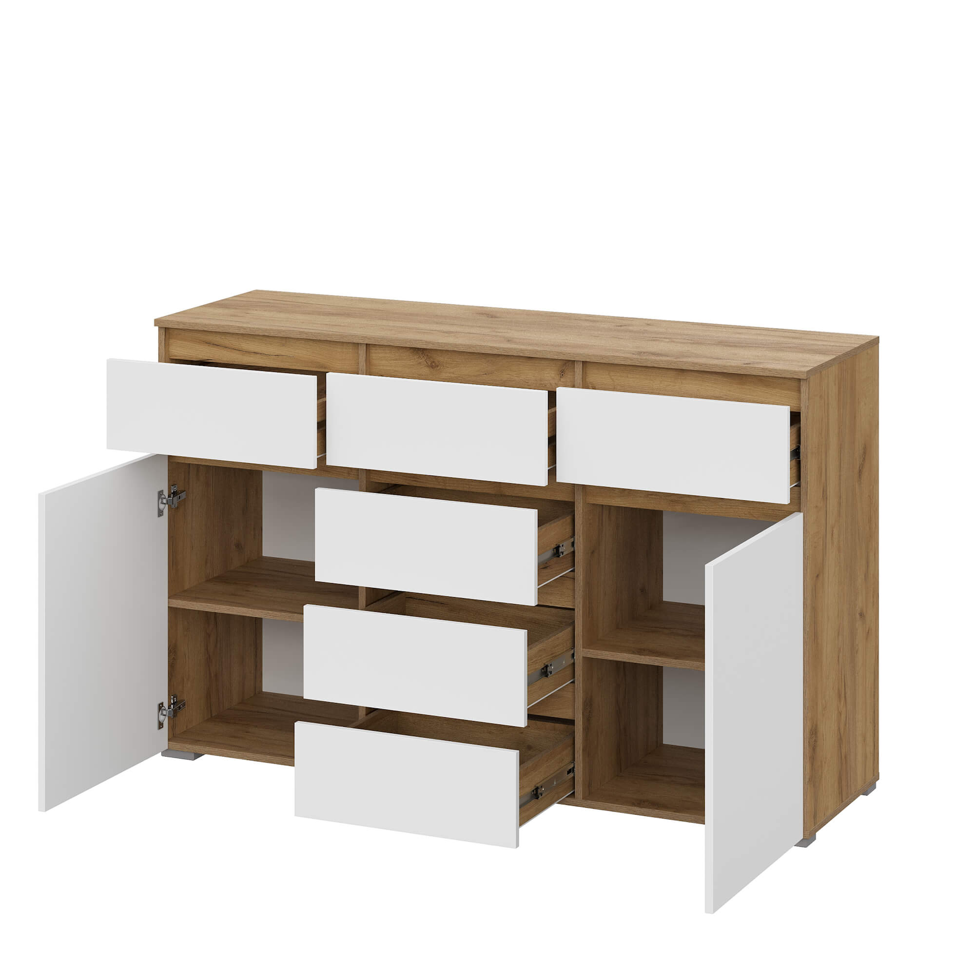 Люмо Комод КМ 05 (6 ящиков) дуб крафт золотой/белый