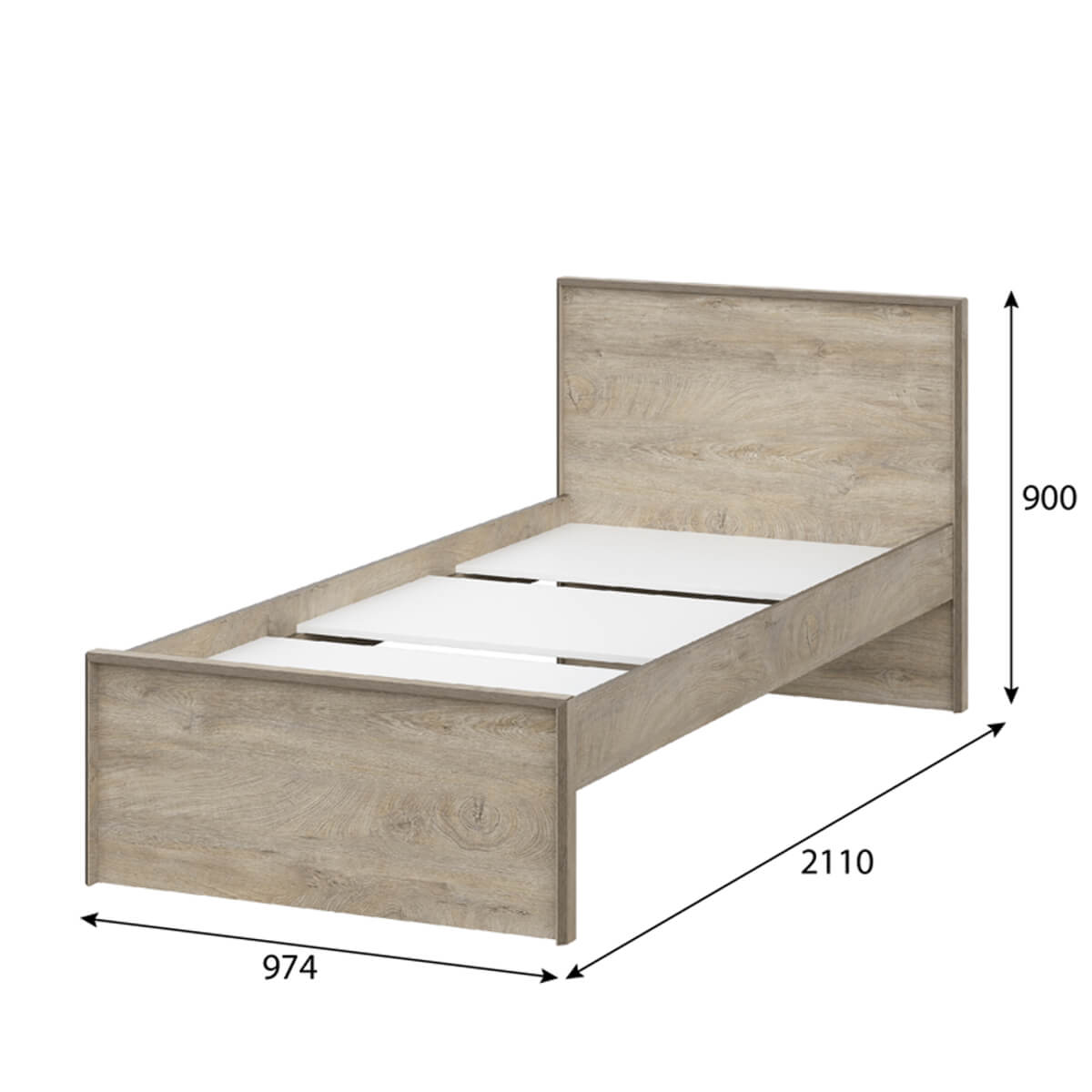 МС "Этна" Кровать 900 (кр1) АБ (Дуб Эндгрейн/Белый гладкий)