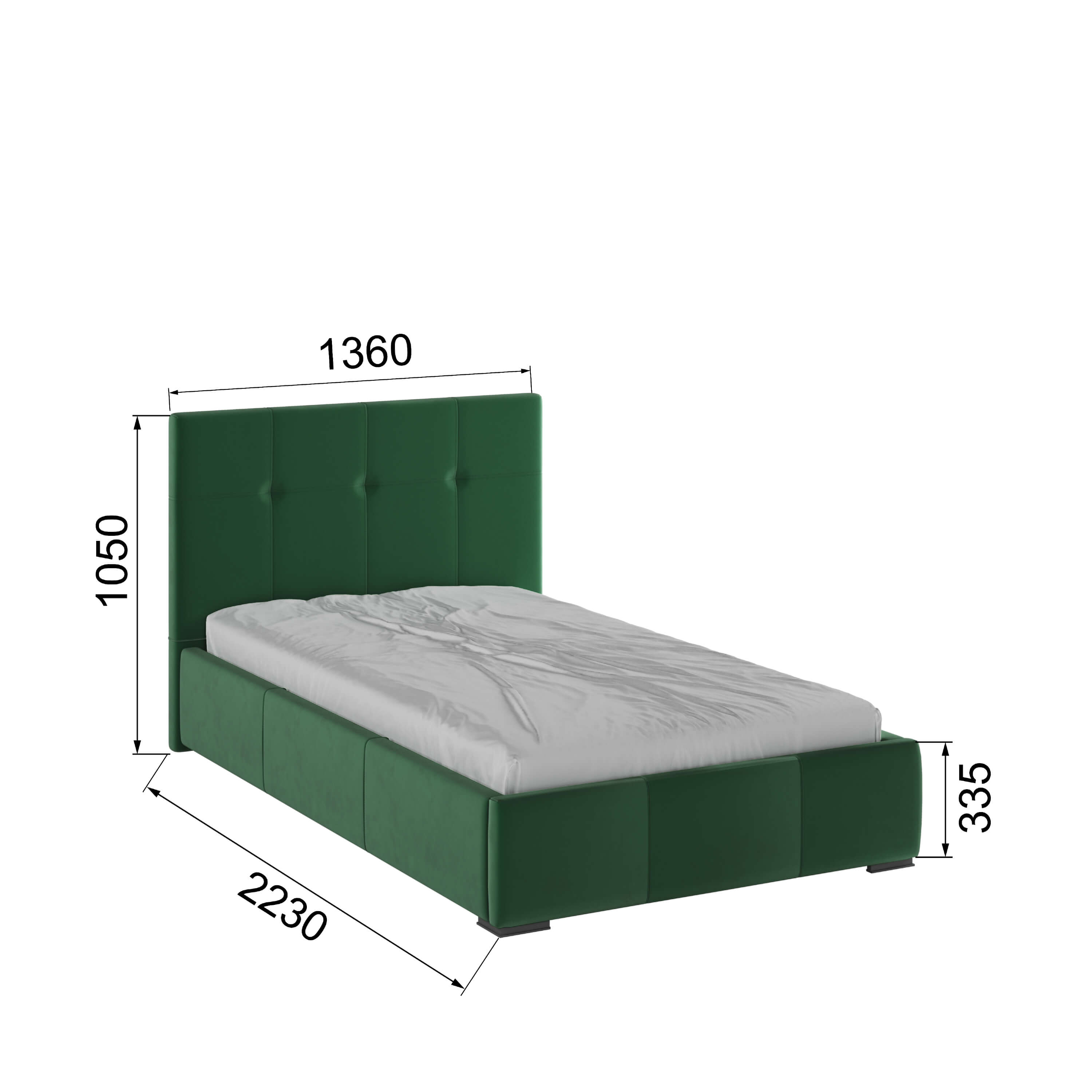 Корпус Рио интерьерной кровати (1,2м) изумруд квадрат