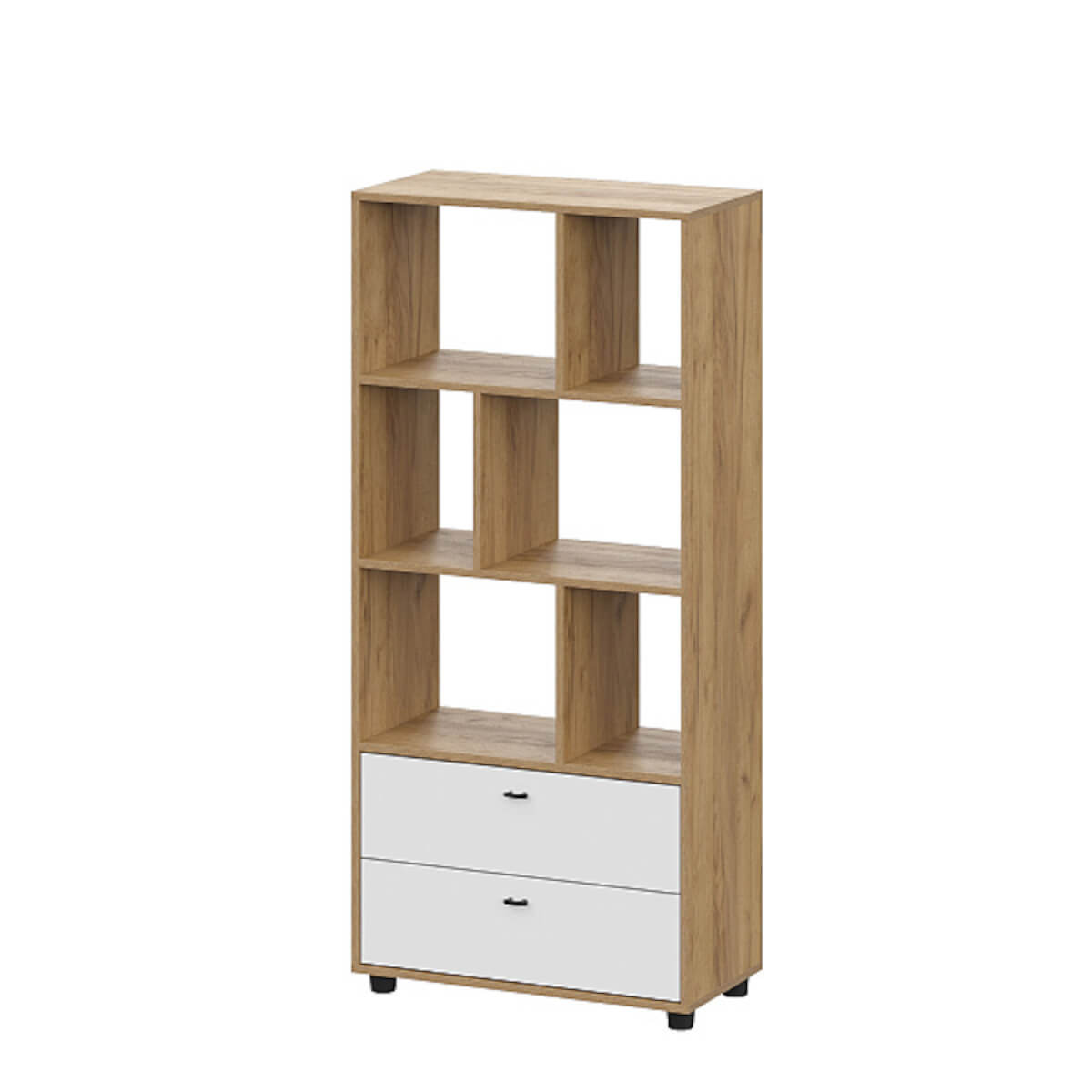 МС "Милан" Стеллаж Дуб Золотой/Белый Матовый