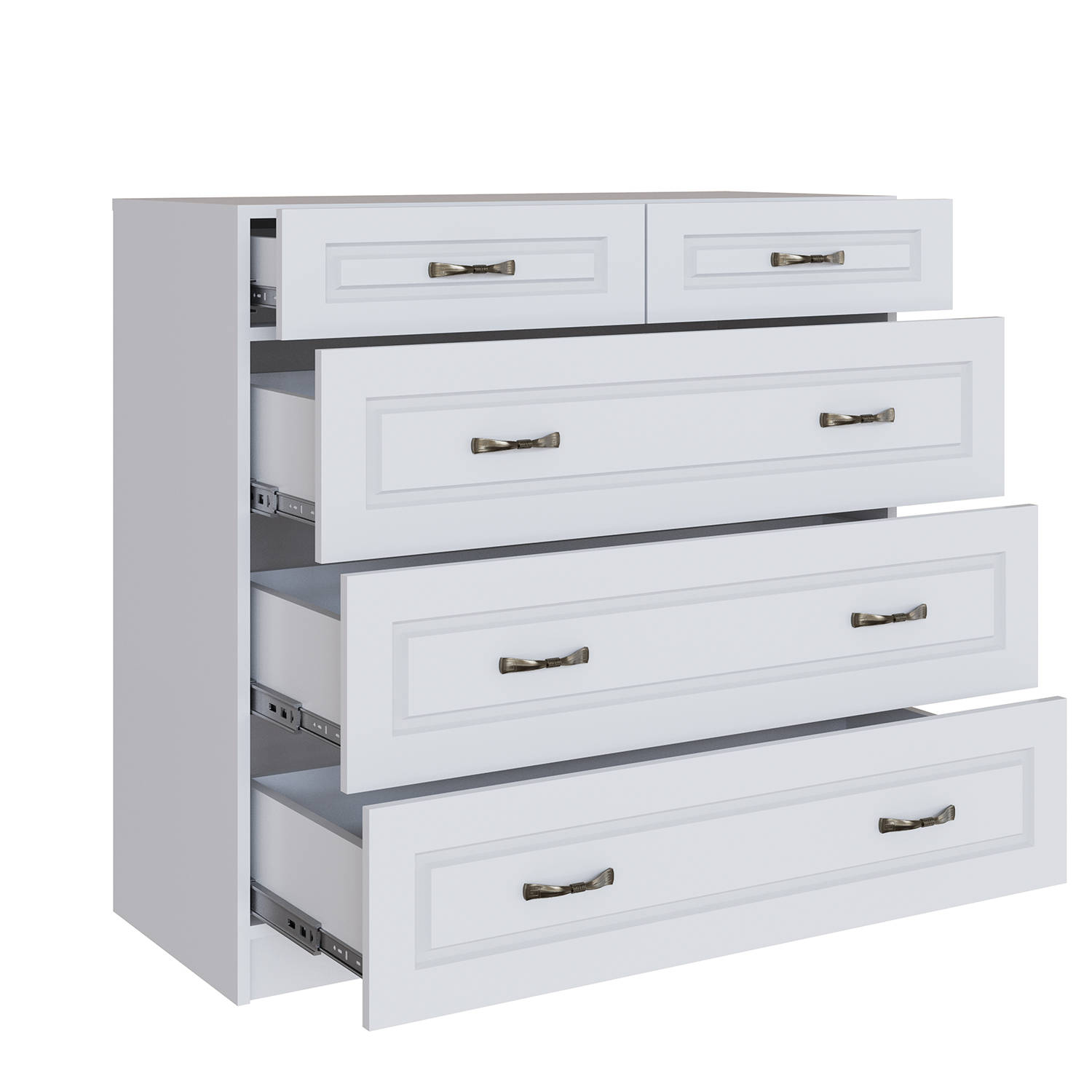 Спальня Апполия Комод с 5 ящиками белый/белый дуб