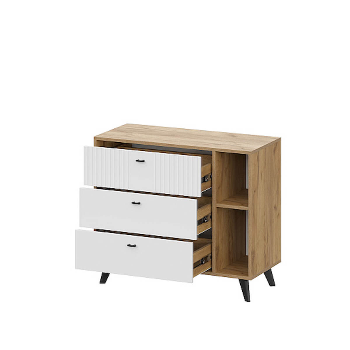 МС "Милан" Комод 3 ящика Дуб Золотой/Белый Матовый