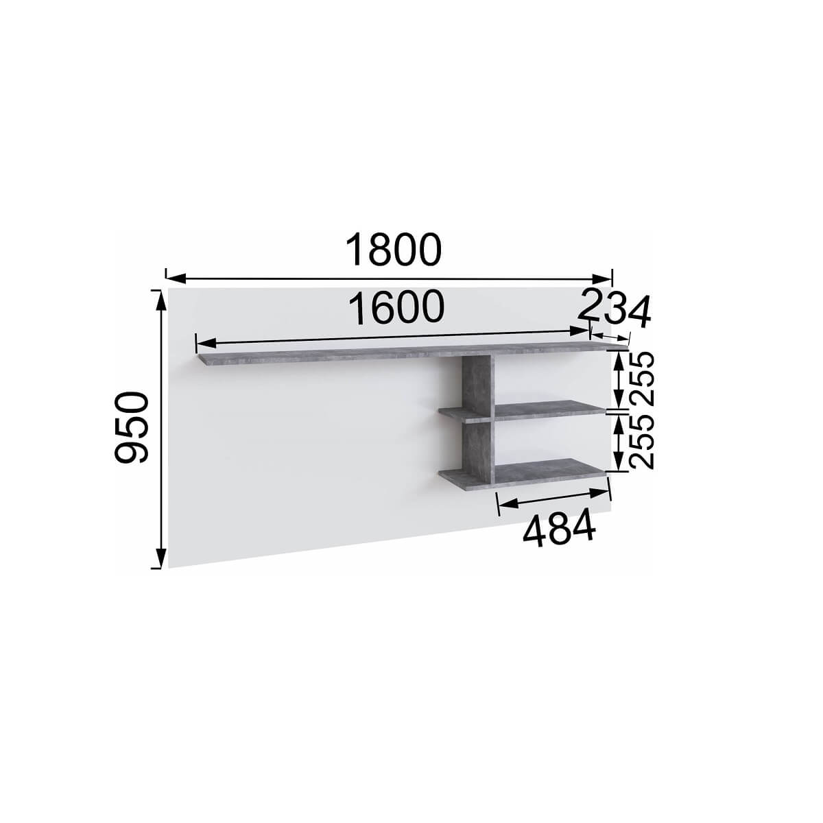Гостиная Малави Полка навесная МПН-1 ателье светлое/белый глянец