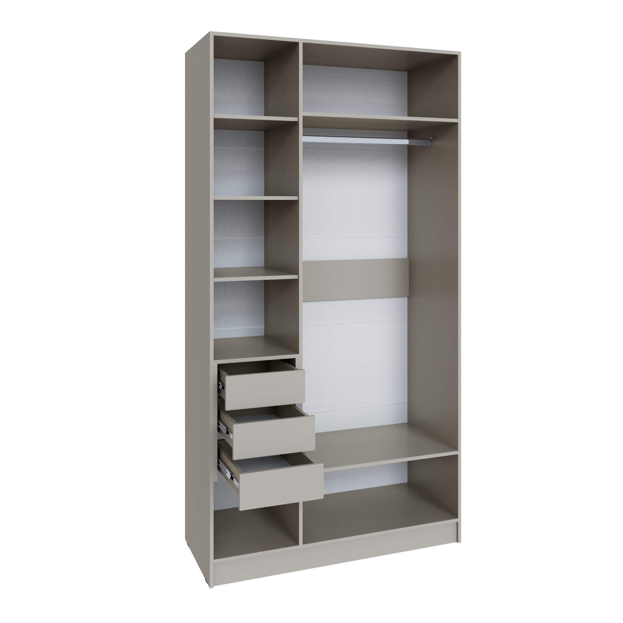 Шкаф Мадрид (1,2) с 3 ящ. внутри с зеркалом кашемир