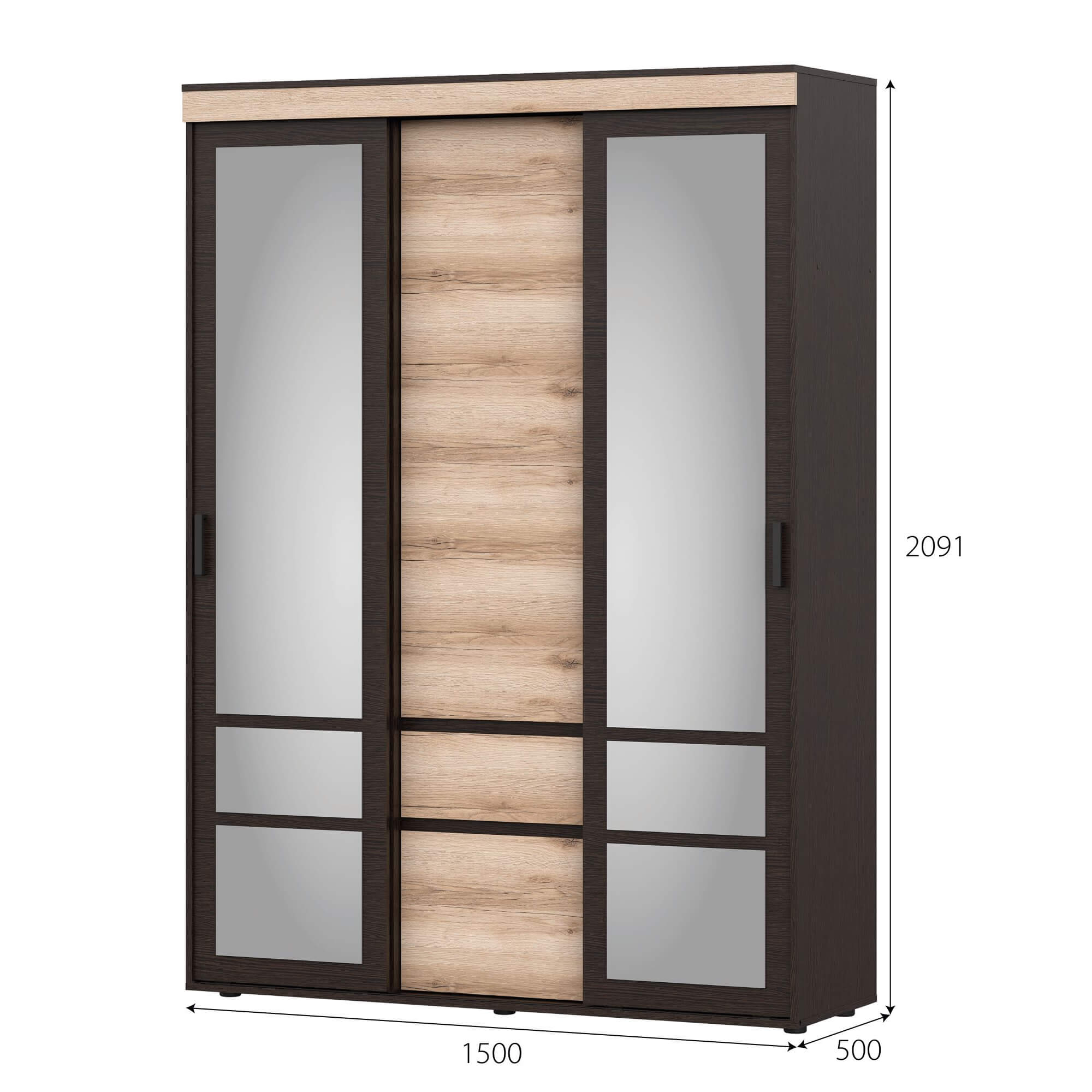 МС "Берген" Шкаф-купе (1,5м) (Дуб Венге/Дуб Делано)