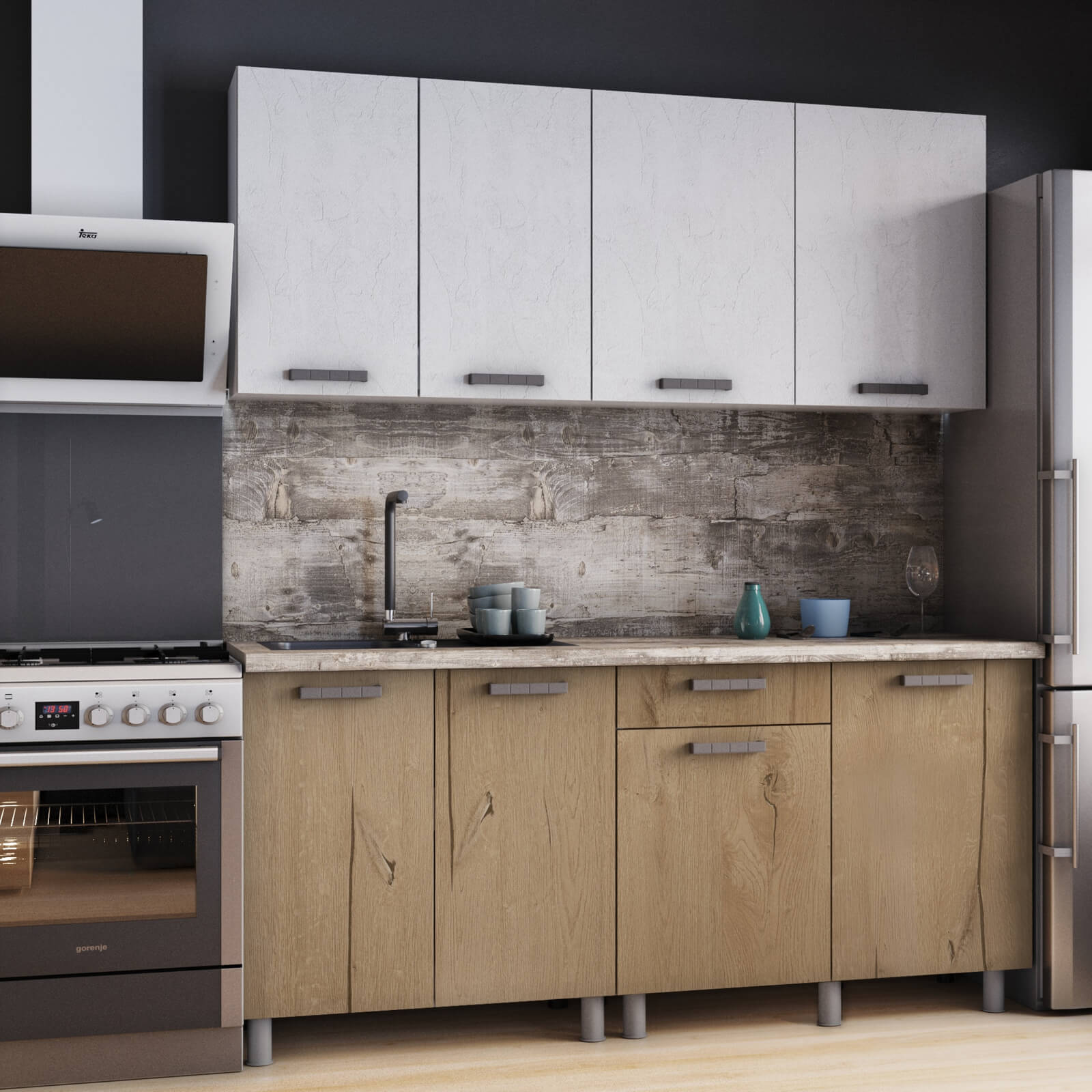 "Григгс Готовое решение" 1,8 м белый/камень светлый/дуб канадский