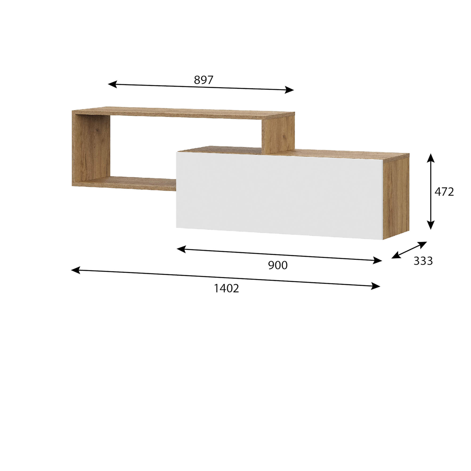 Люмо Полка навесная ПЛ 01 дуб крафт золотой/белый