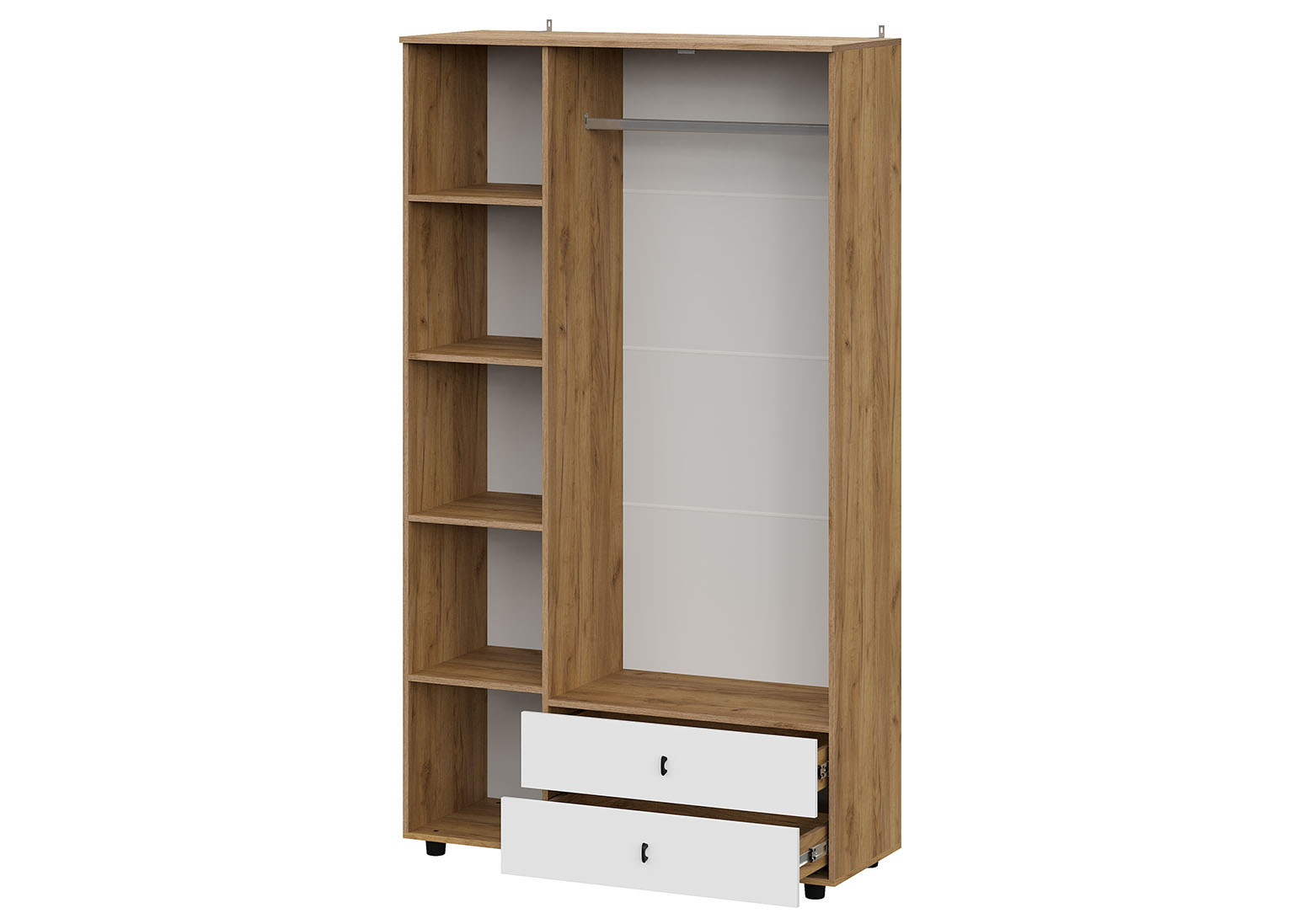 МС "Байкал" Шкаф трехстворчатый (с ящиками) (SAFE) Дуб Золотой/Белый матовый МР