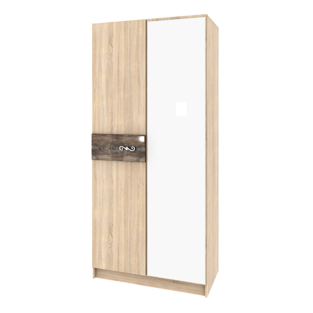 Спальня Мадлен шкаф 2-хств. дуб сонома/МДФ дуб шале мореный