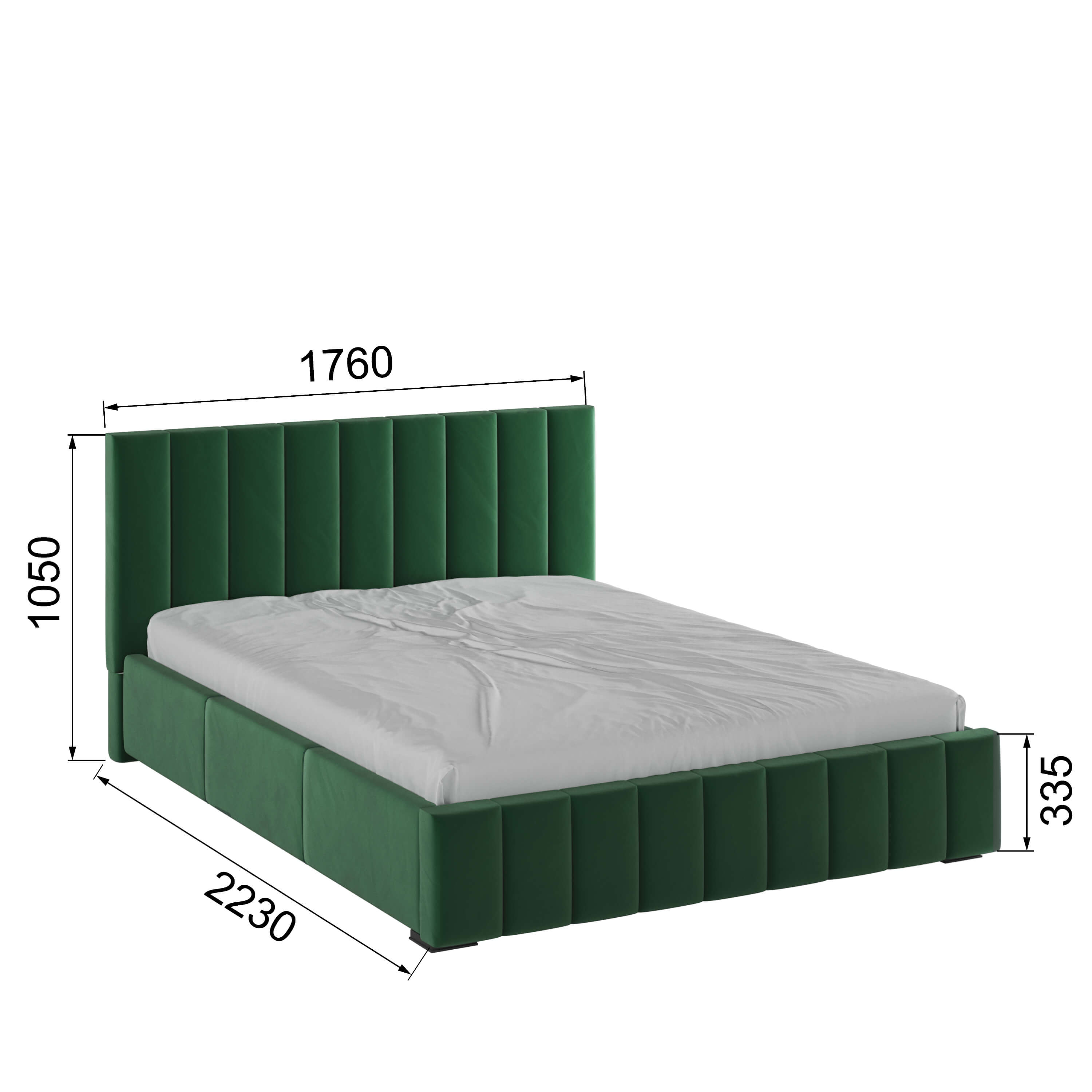 Корпус Нега интерьерной кровати (1,6м) изумруд