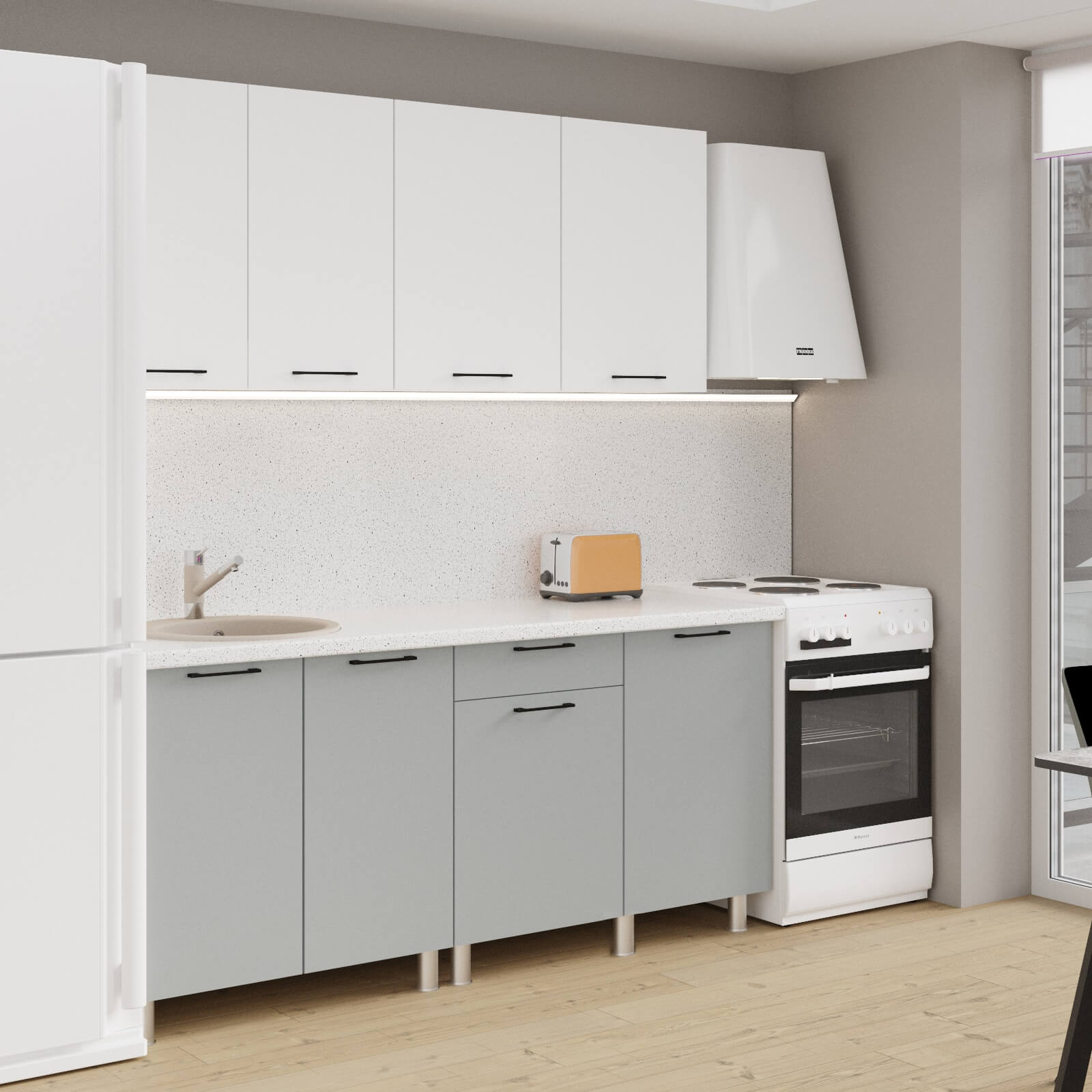 "Марбл Готовое решение" 1,8 м белый/белый софт/серый софт