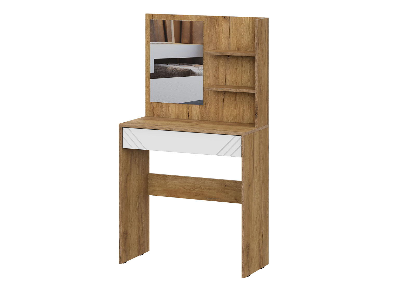 МС "Байкал" Стол туалетный (Зеркало) Дуб Золотой/Белый матовый МР