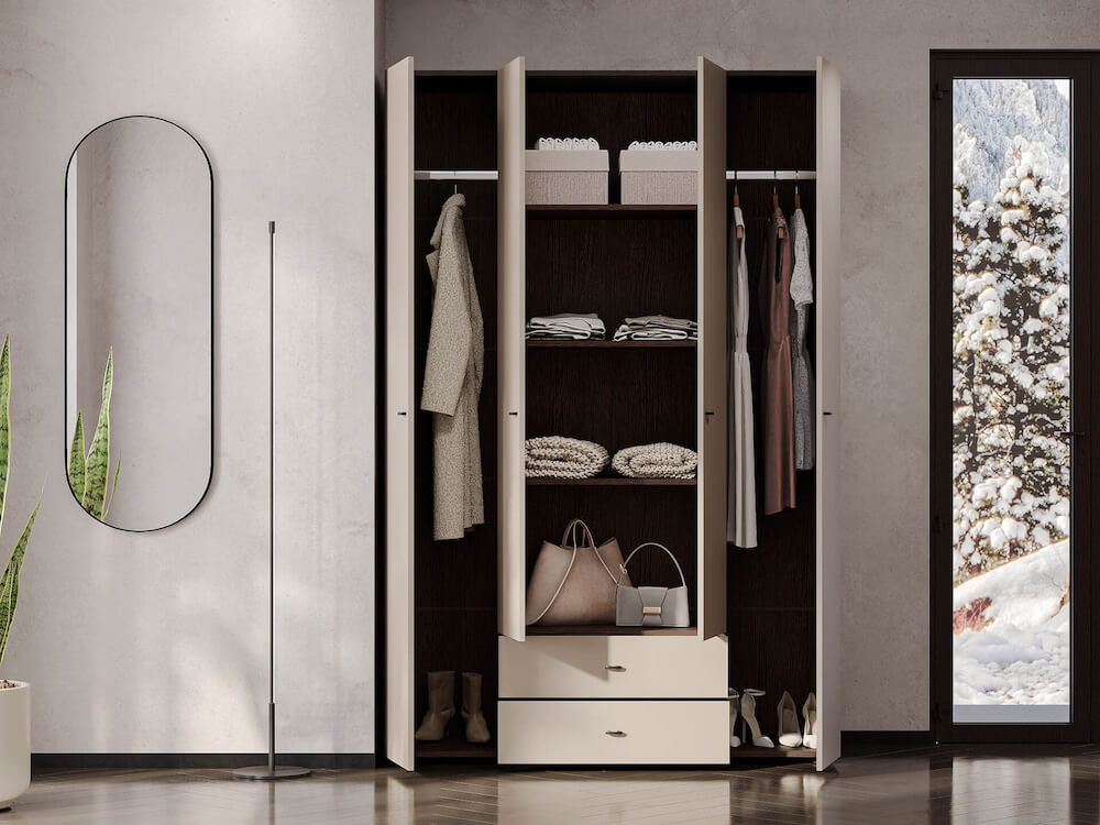 МС "Гиза" Шкаф четырехстворчатый (Дуб Венге/Меланж)