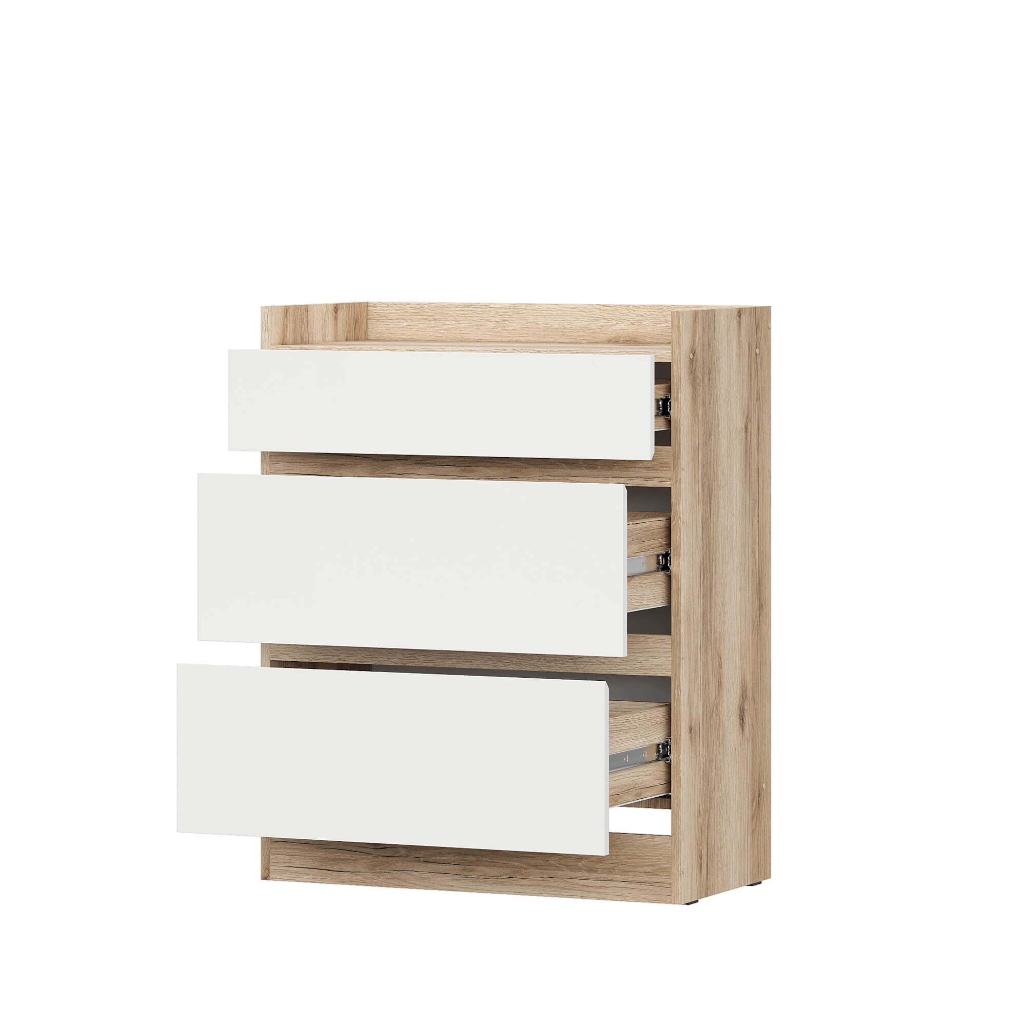 МС "Брауни" Комод 3 ящика Дуб Делано/Белый