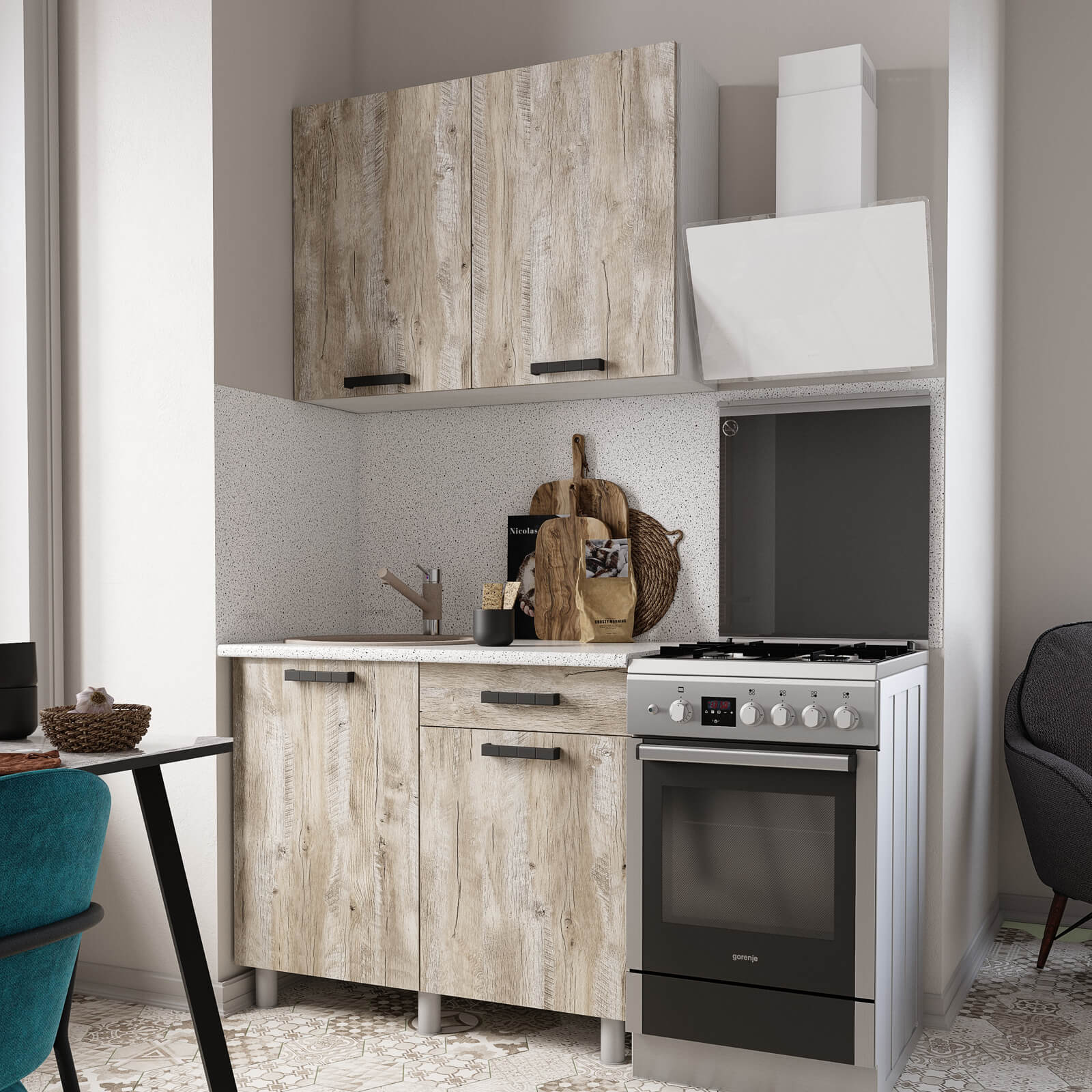 "Нагано Готовое решение" 1,0 м белый/дуб юкон