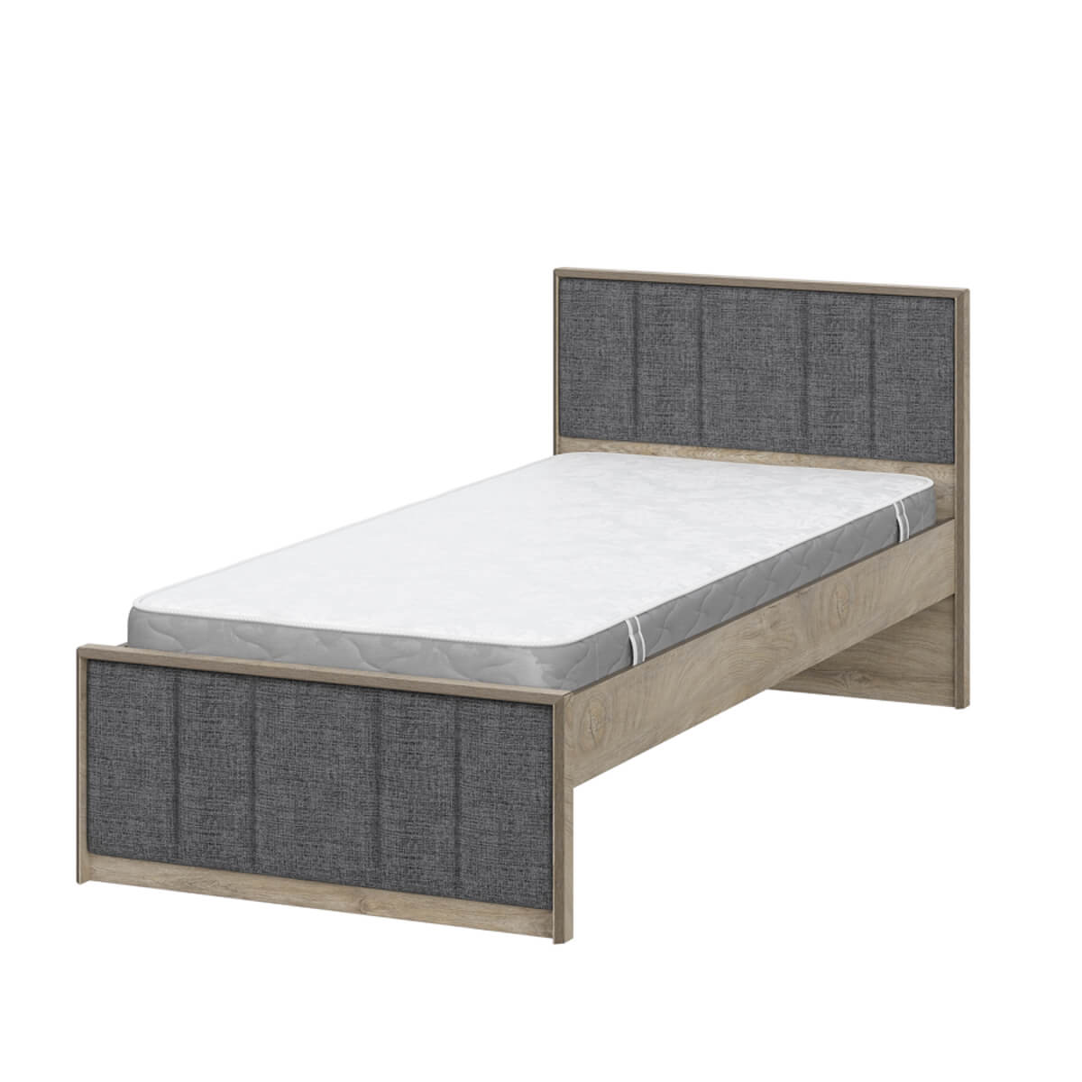 МС "Этна" Кровать 900 (кр1) АБ (Дуб Эндгрейн/Белый гладкий)