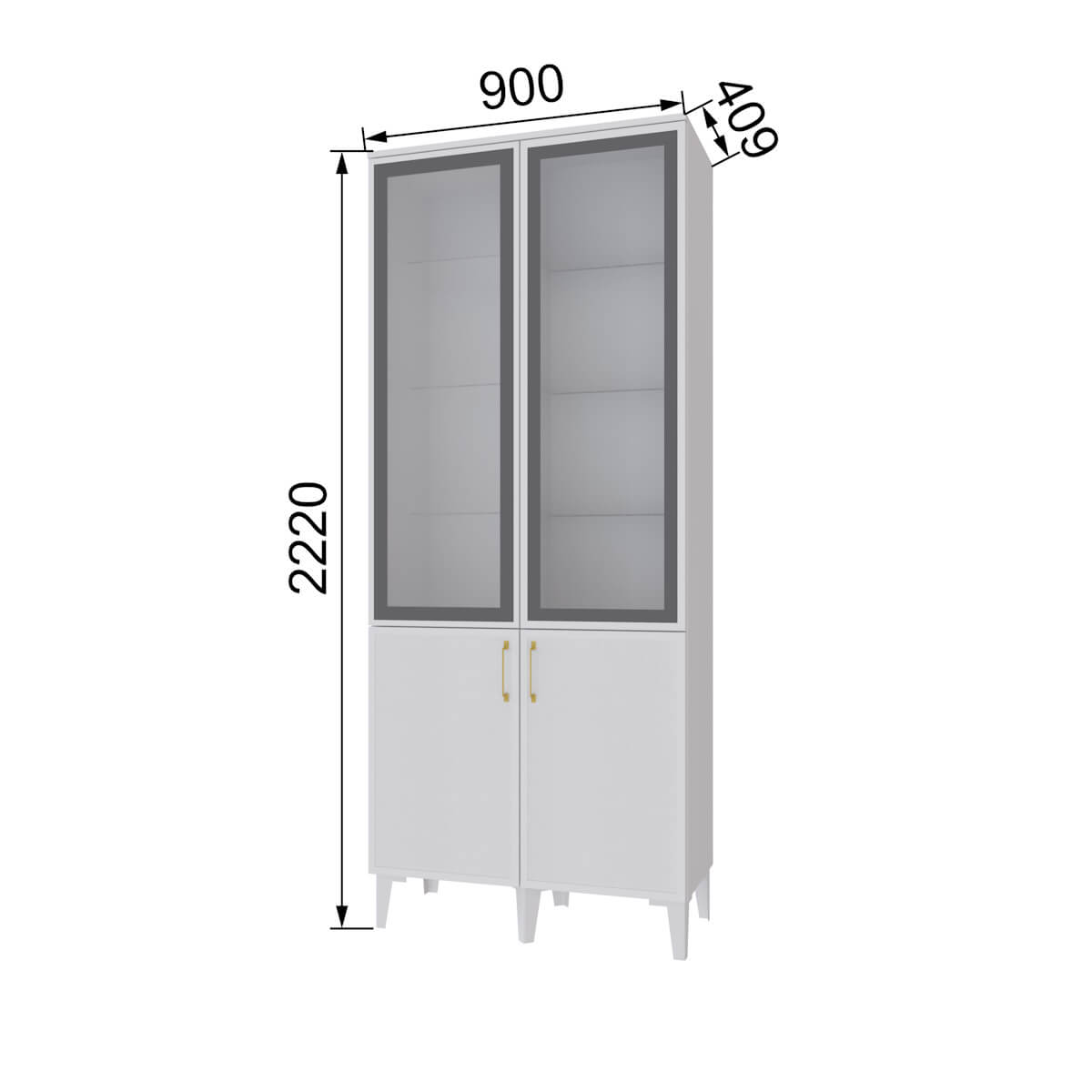 Гостиная Толедо Шкаф-витрина ТШ-3 белый