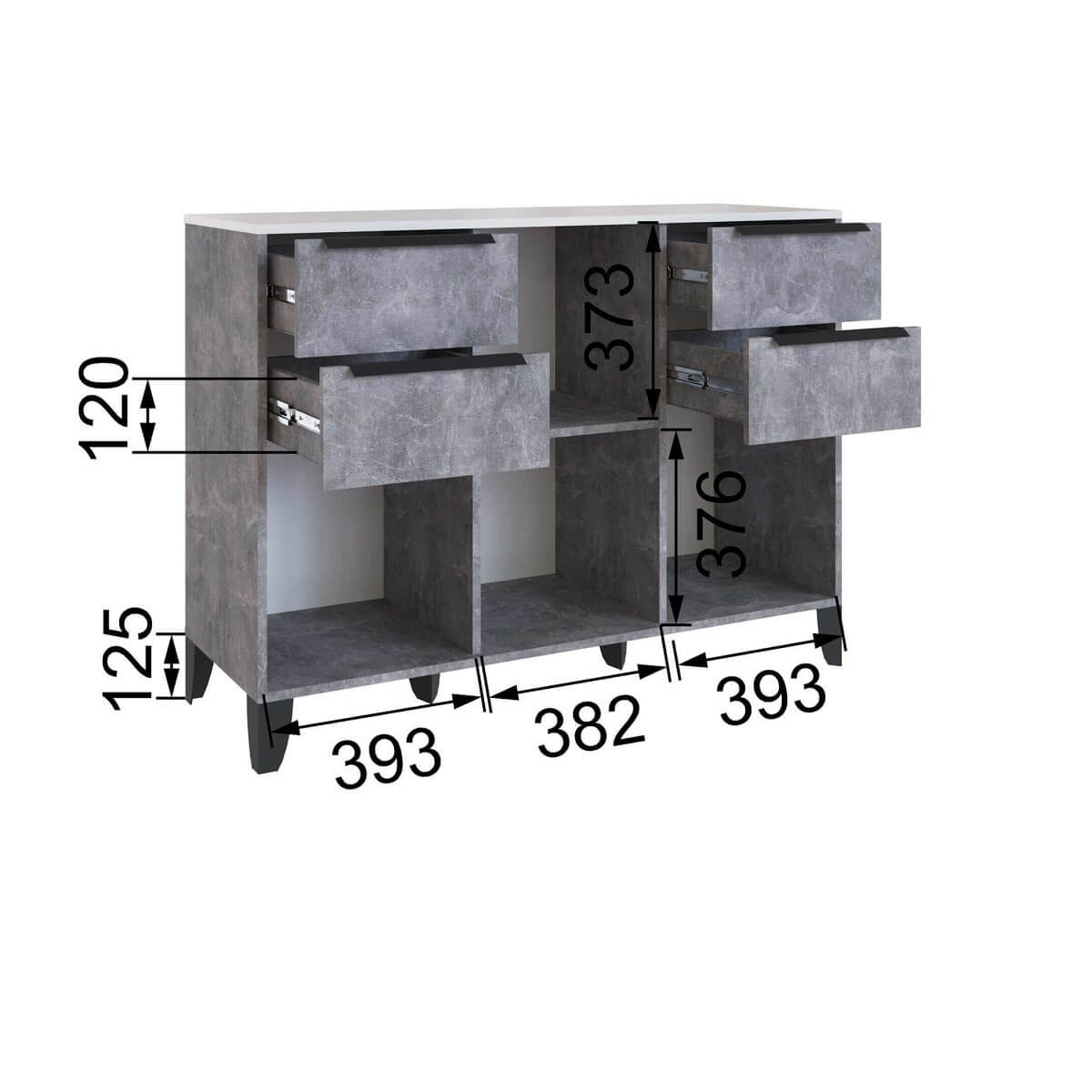 Гостиная Малави Комод МК ателье светлое/белый глянец