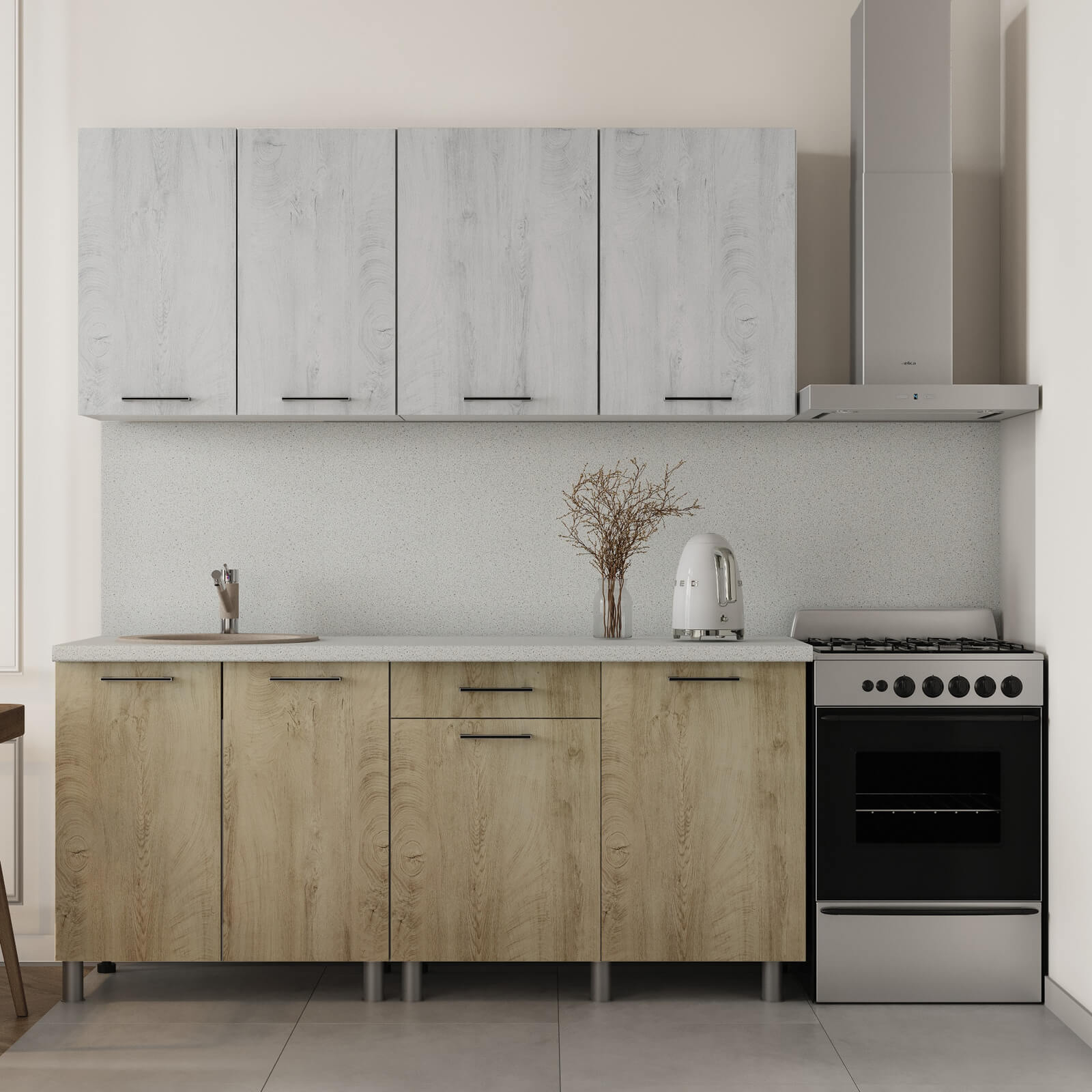 "Палермо Готовое решение" 1,8 м белый/дуб остин серый/дуб остин бежевый