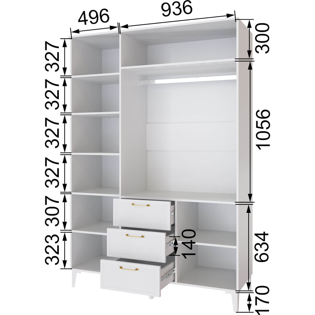 Спальня Толедо Шкаф 3-х ств.с ящиками ТШ-24 белый