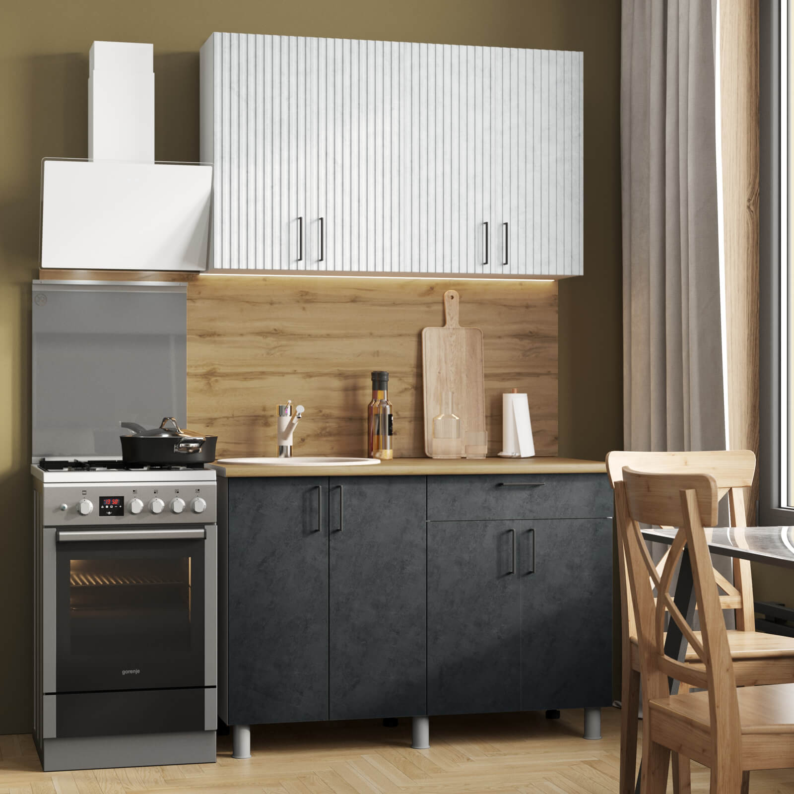 "Кантри Готовое решение" 1,2 м белый/бетон светлый/бетон темный