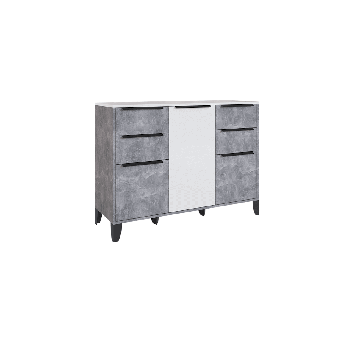 Гостиная Малави Комод МК ателье светлое/белый глянец