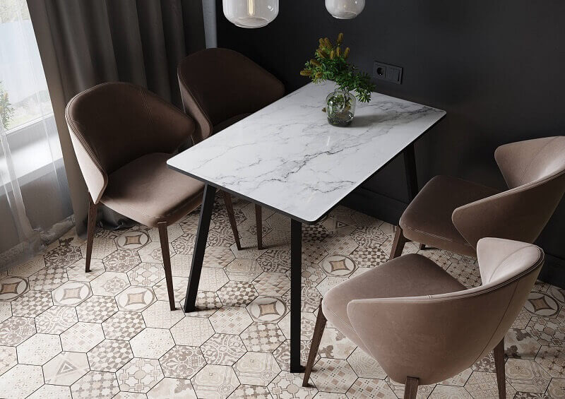 Стол Лофт 1000х600 фотопечать мрамор белый