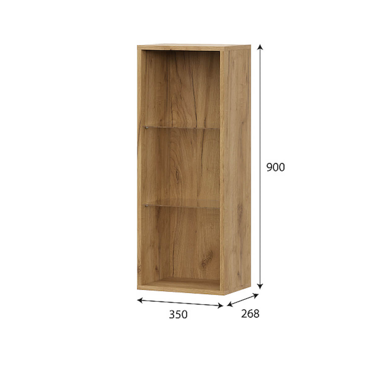 МС "Милан" Шкаф навесной (со стеклом) Дуб Золотой/Черный