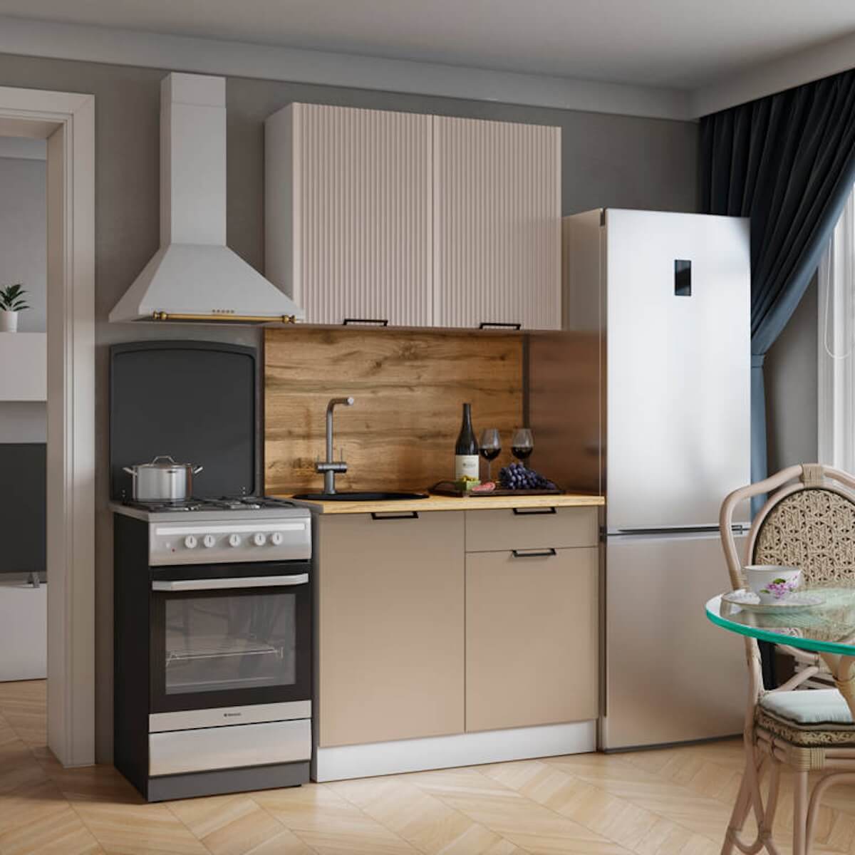 "Кампео Лайт комби Готовое решение" 1,0 м белый/сантьяго софт/кофе софт