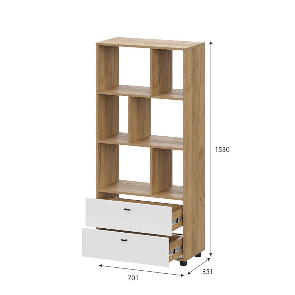 МС "Милан" Стеллаж Дуб Золотой/Белый Матовый