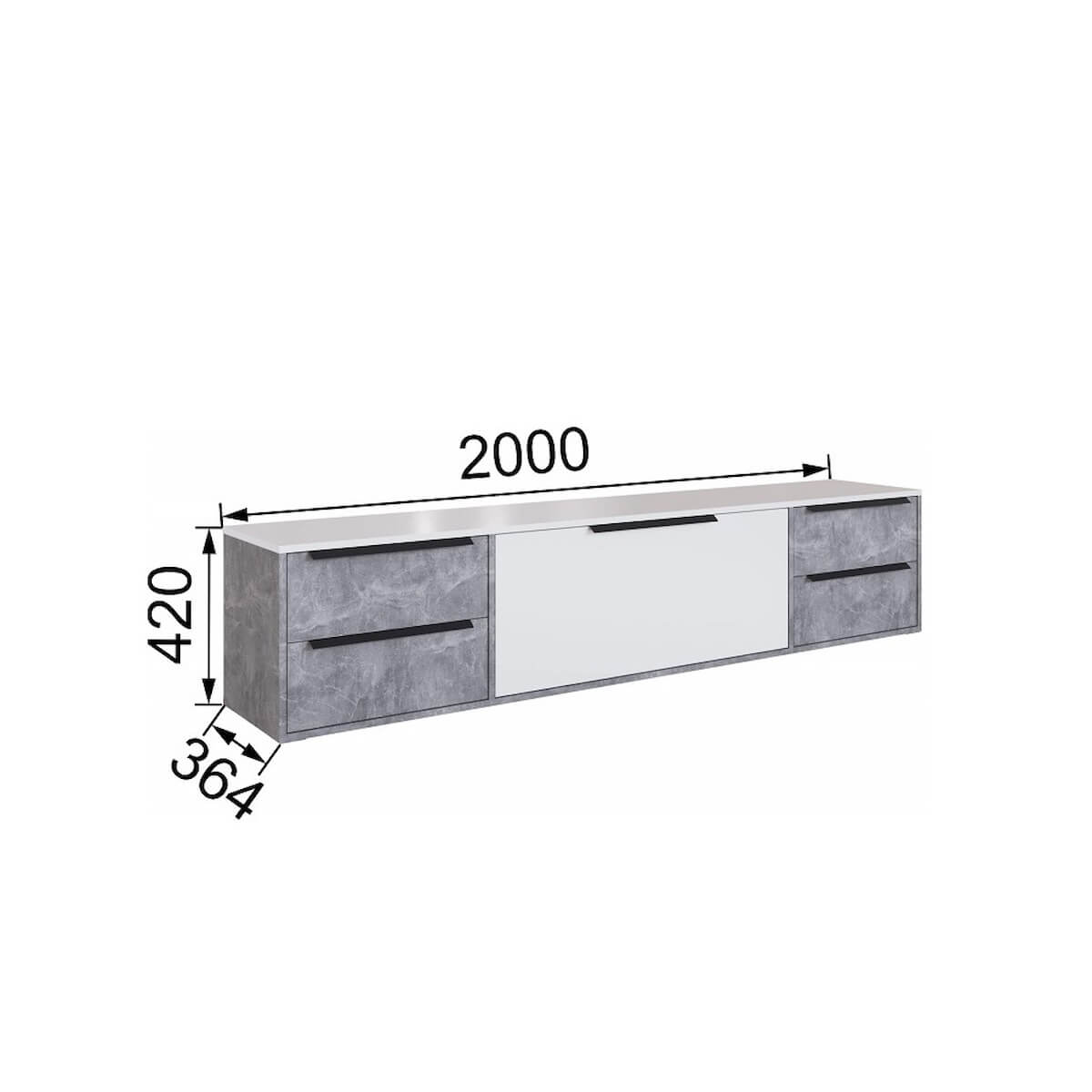 Гостиная Малави Тумба для ТВ МТВ-1 ателье светлое/белый глянец