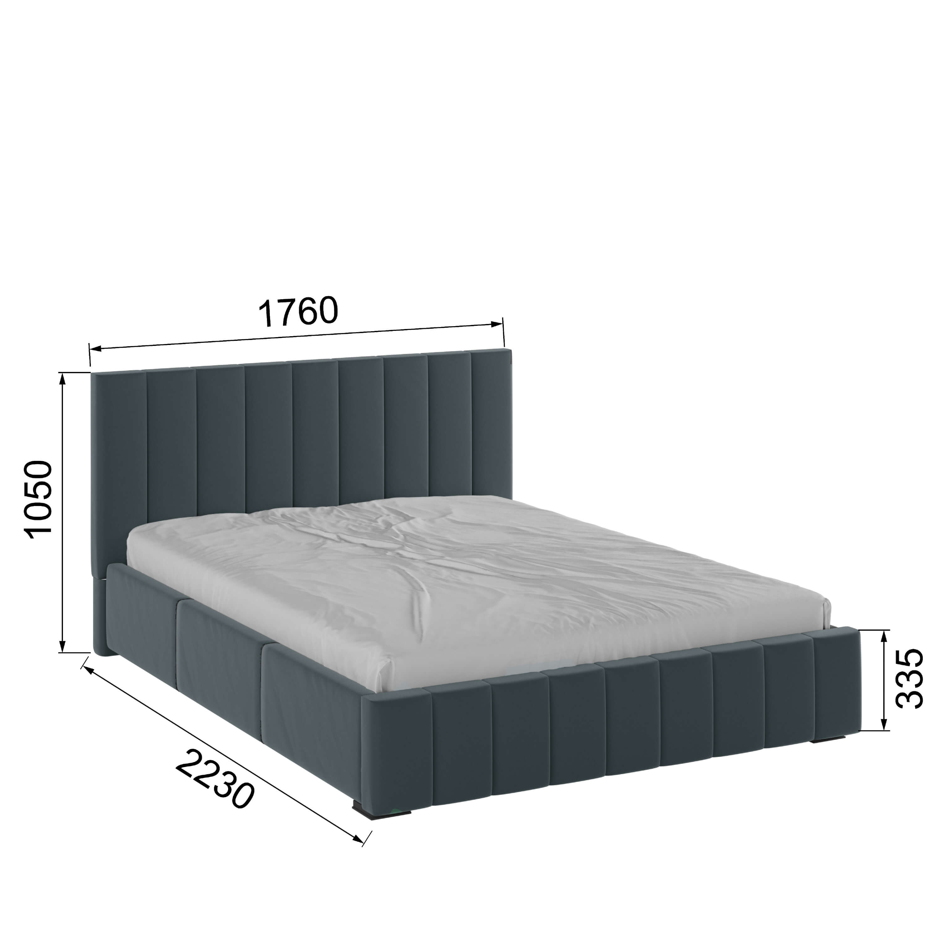 Корпус Нега интерьерной кровати (1,6м) серый