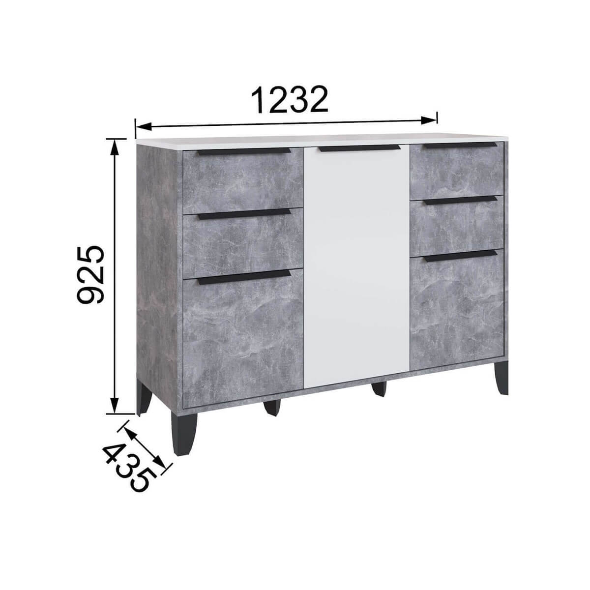 Гостиная Малави Комод МК ателье светлое/белый глянец