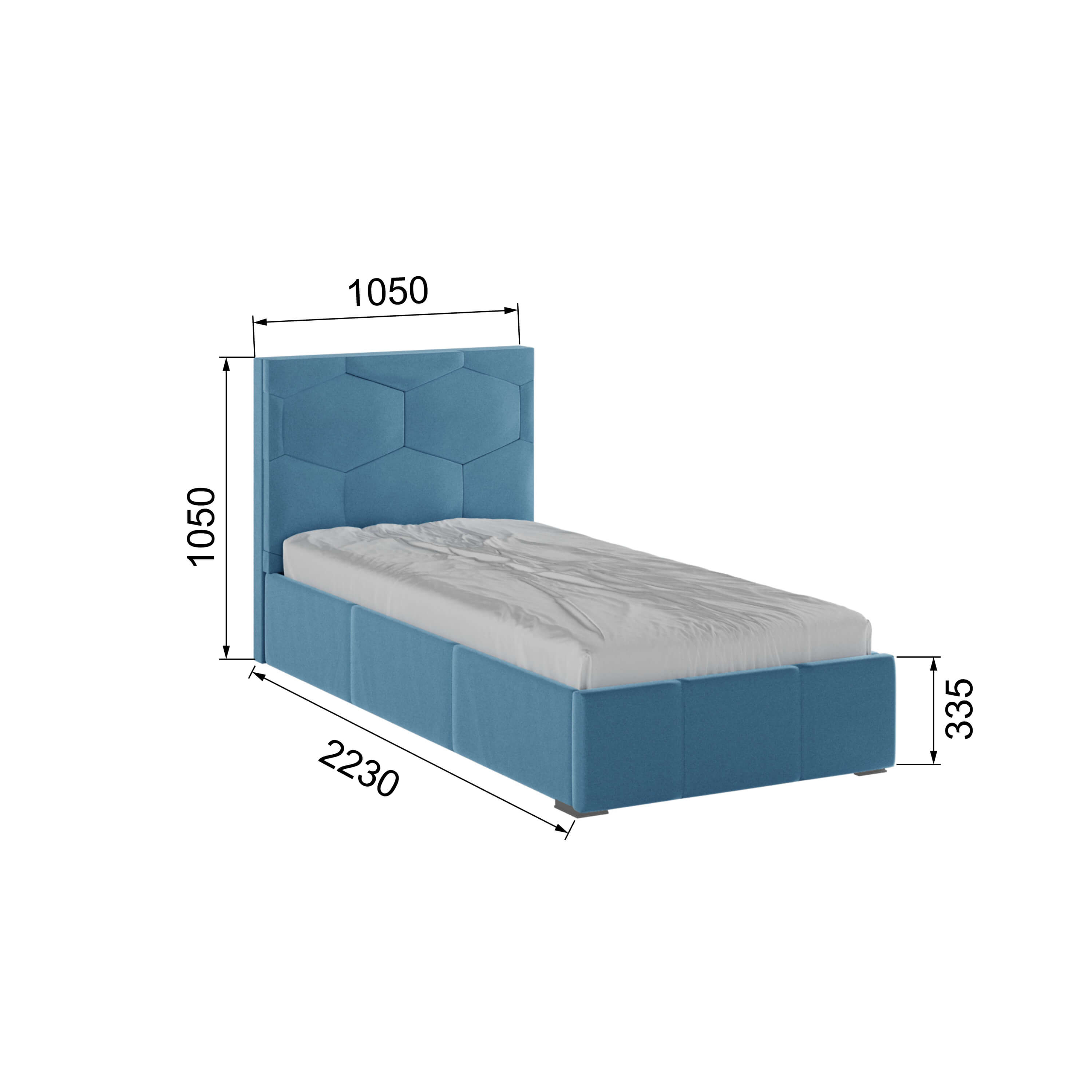 Корпус Манука интерьерной кровати (0,9м) светло-голубой